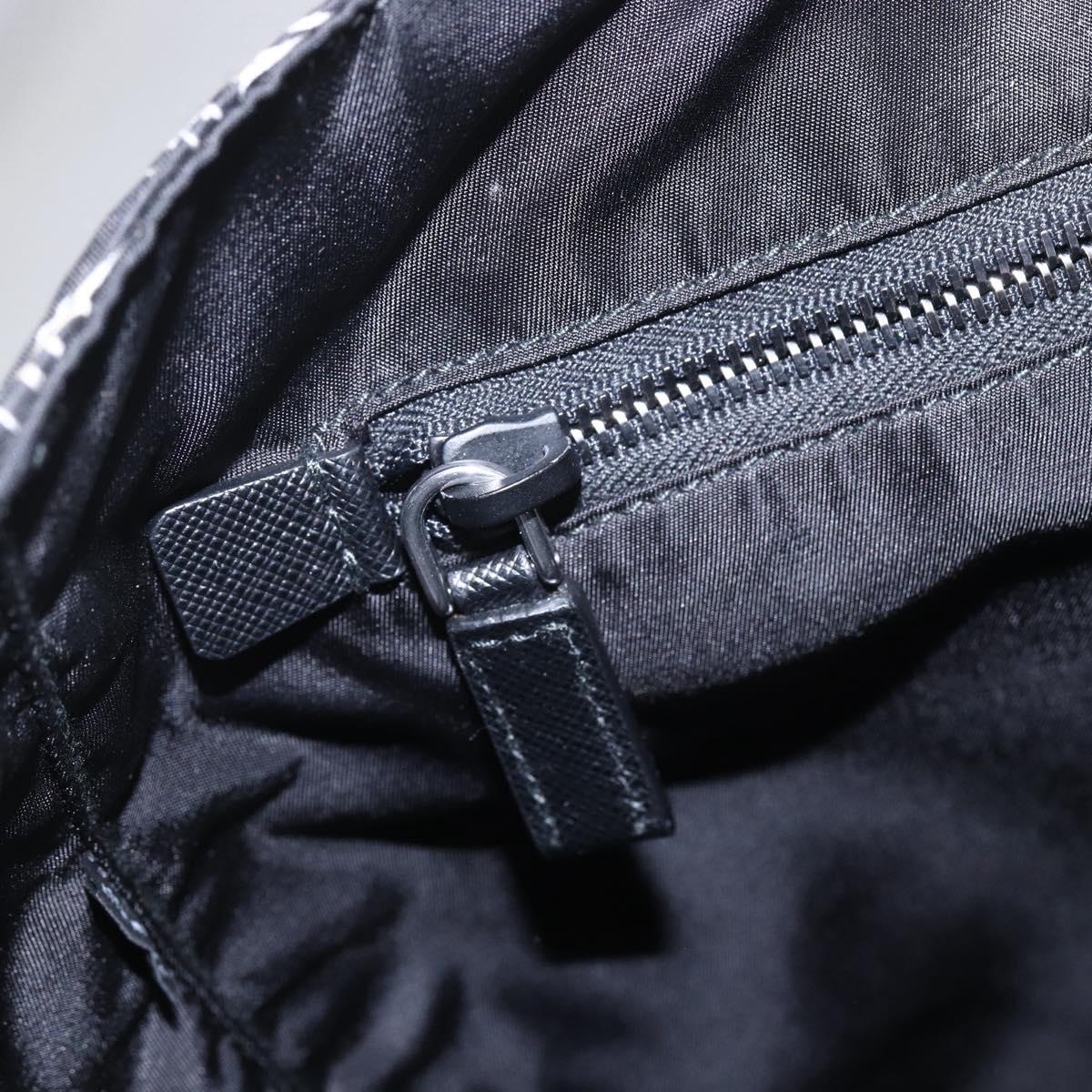 PRADA Tote Bag Nylon White Black Silver Auth BA8444