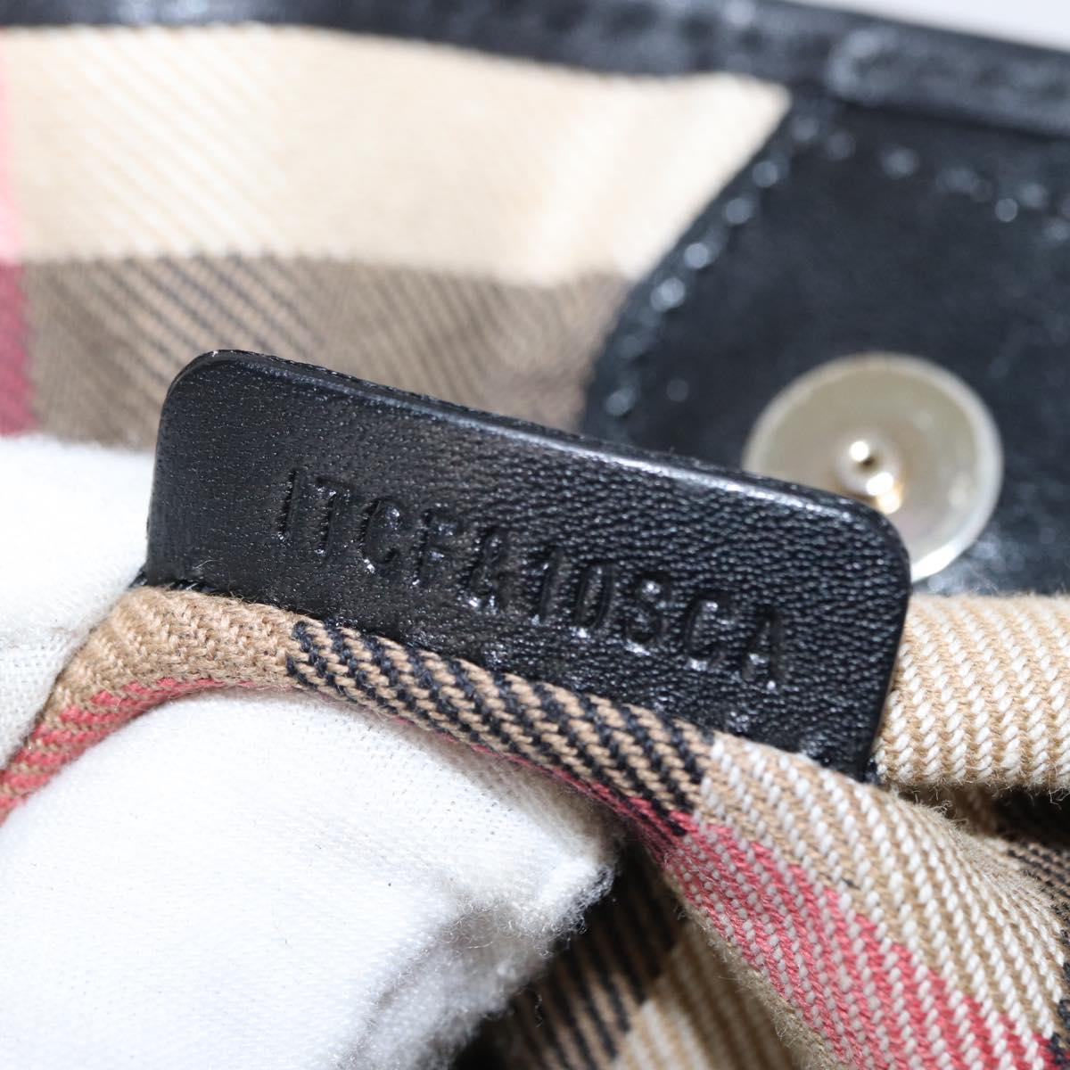 BURBERRY Tote Bag Leather Black Gold Auth BA8445