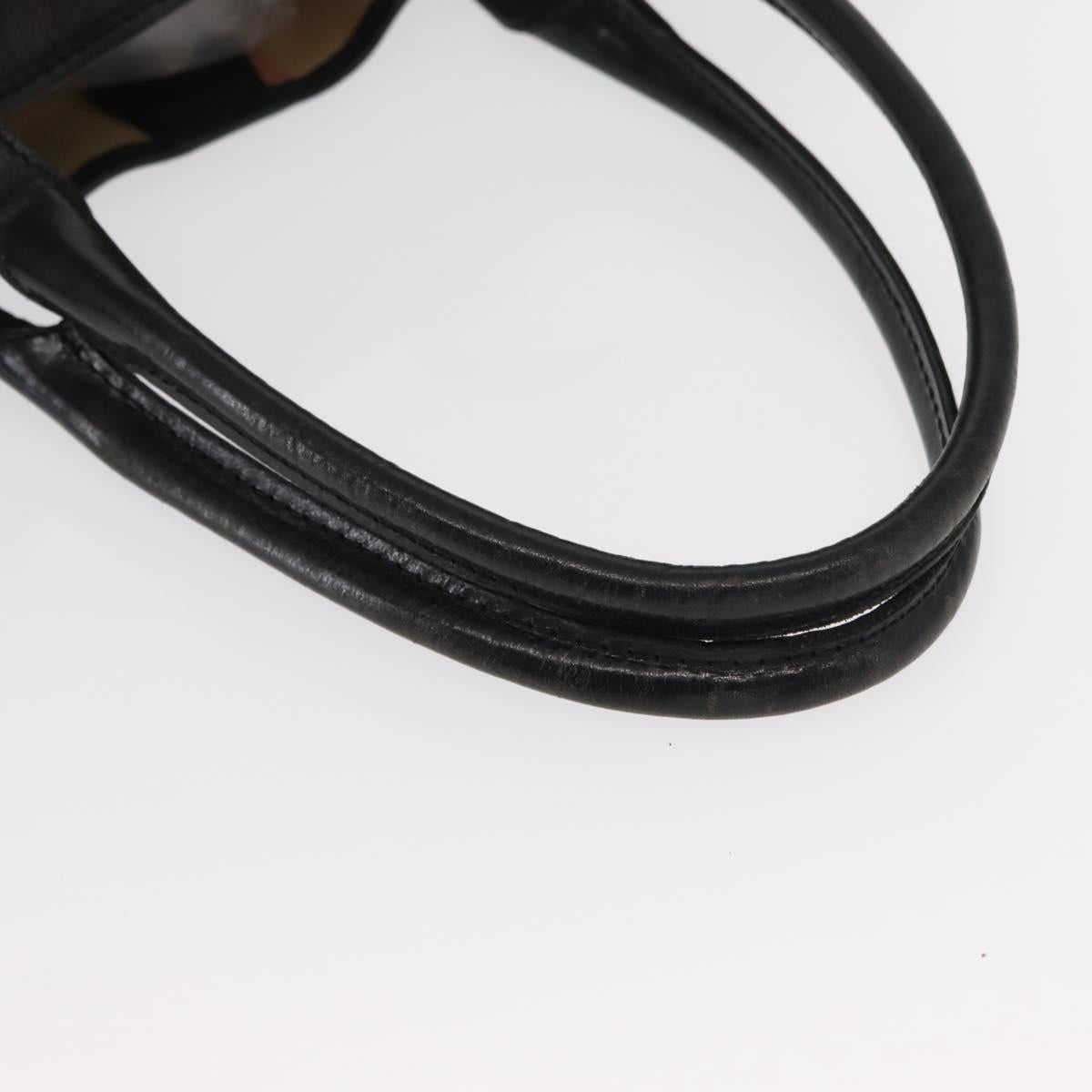 BURBERRY Tote Bag Leather Black Gold Auth BA8445