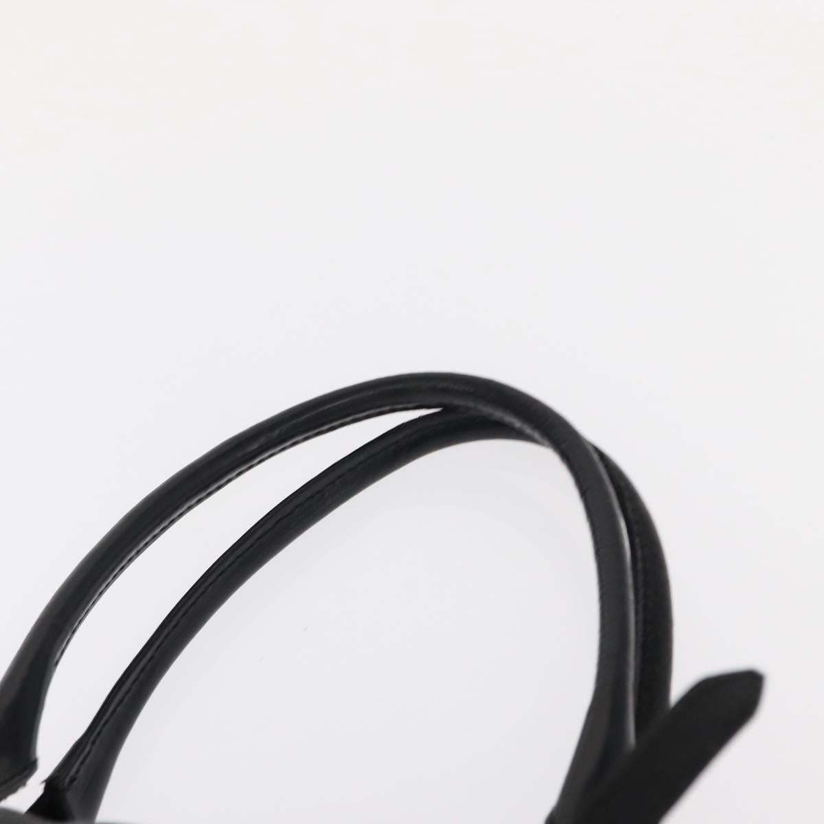 BURBERRY Tote Bag Leather Black Gold Auth BA8445