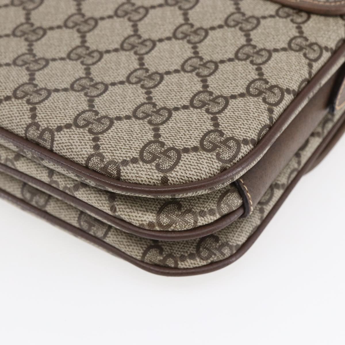 GUCCI GG Supreme Shoulder Bag PVC Beige Gold Auth BA8447