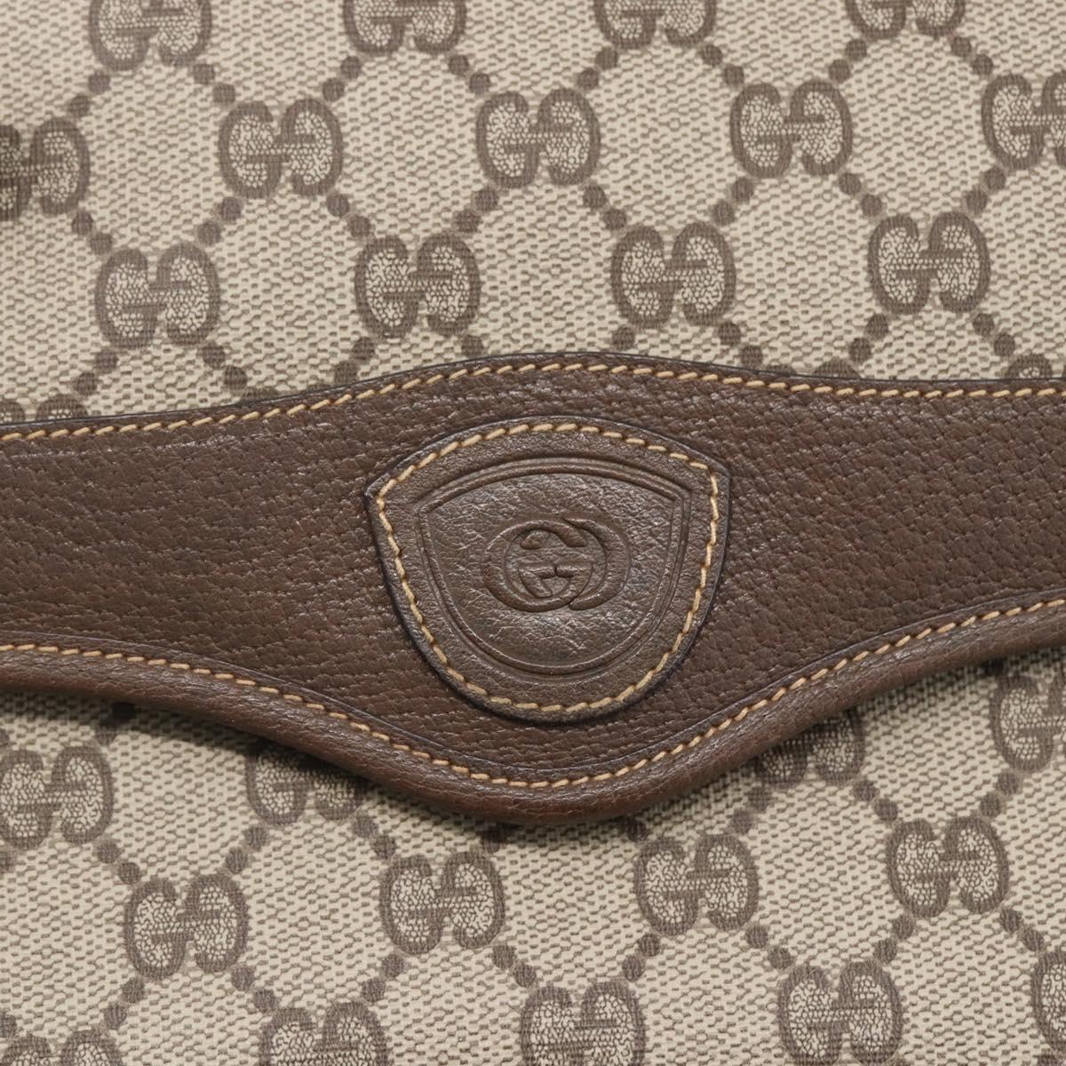 GUCCI GG Supreme Shoulder Bag PVC Beige Gold Auth BA8447