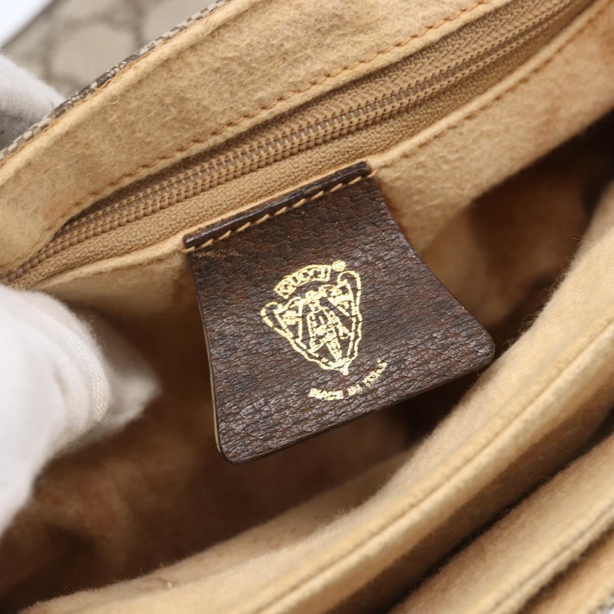 GUCCI GG Supreme Shoulder Bag PVC Beige Gold Auth BA8447