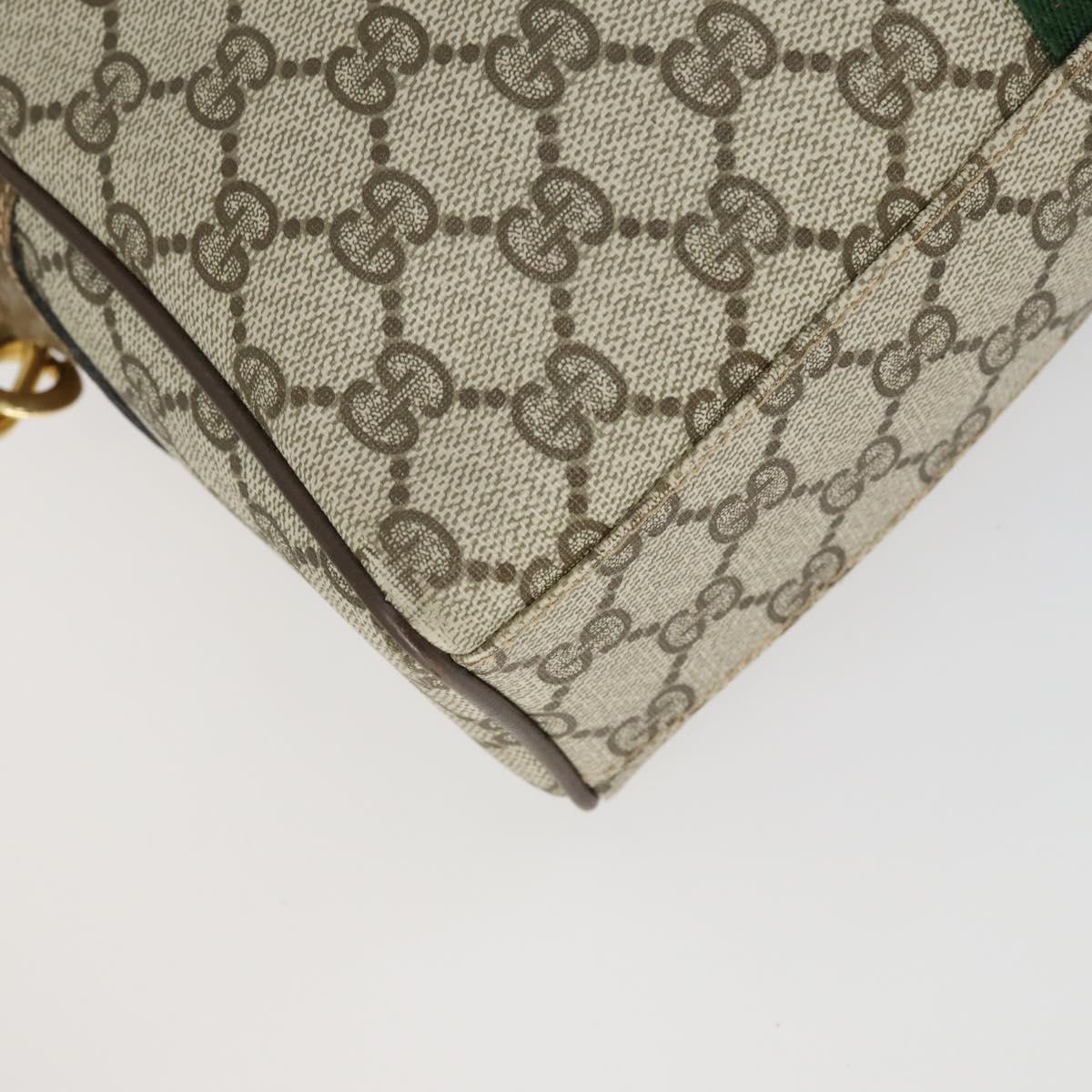 GUCCI GG Supreme Web Sherry Line Bag PVC 2way Beige Gold 67 02 3839 Auth BA8448