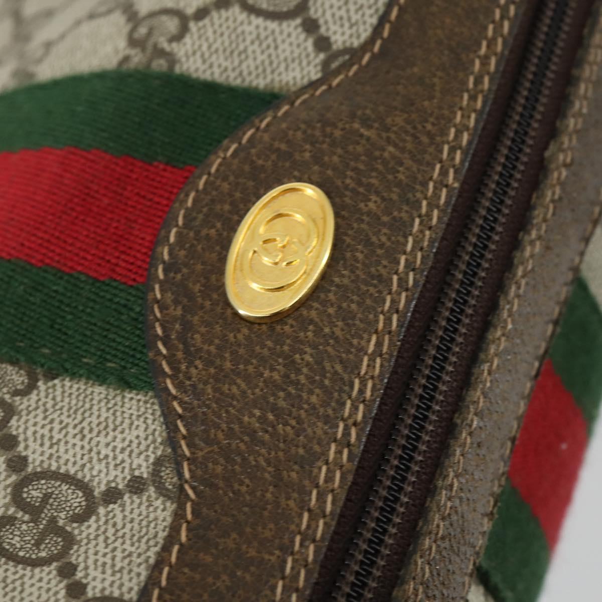 GUCCI GG Supreme Web Sherry Line Bag PVC 2way Beige Gold 67 02 3839 Auth BA8448