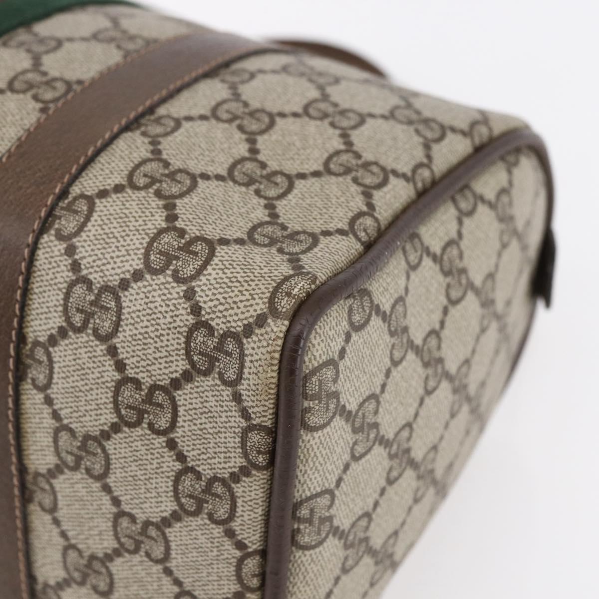 GUCCI GG Supreme Web Sherry Line Boston Bag PVC Beige Gold 39 02 006 Auth BA8449