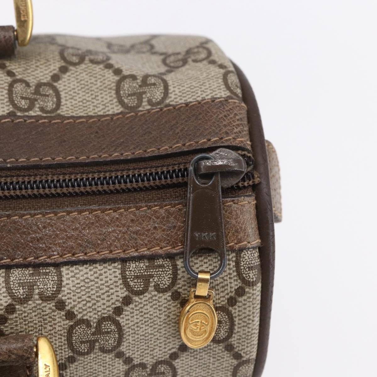 GUCCI GG Supreme Web Sherry Line Boston Bag PVC Beige Gold 39 02 006 Auth BA8449