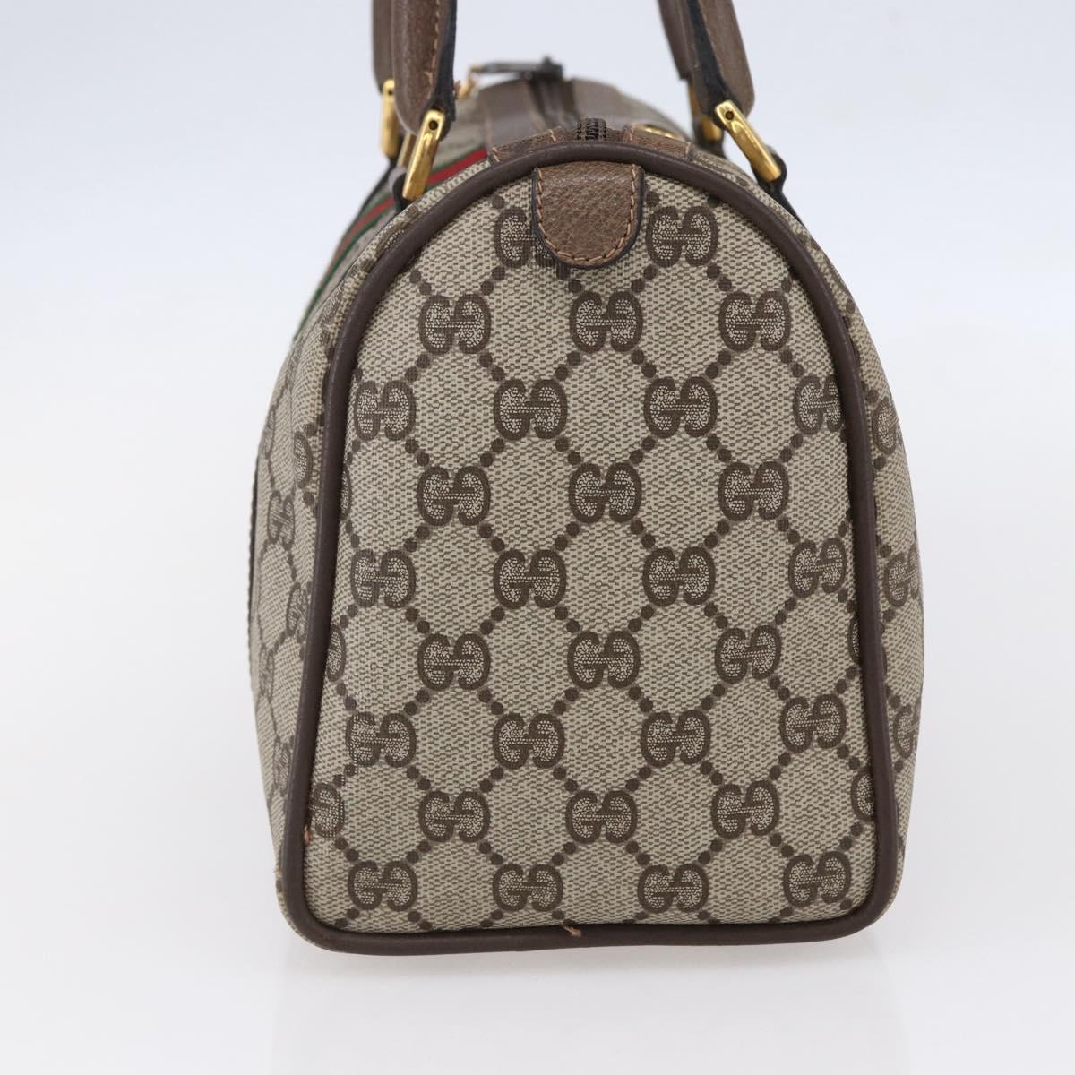 GUCCI GG Supreme Web Sherry Line Boston Bag PVC Beige Gold 39 02 006 Auth BA8449