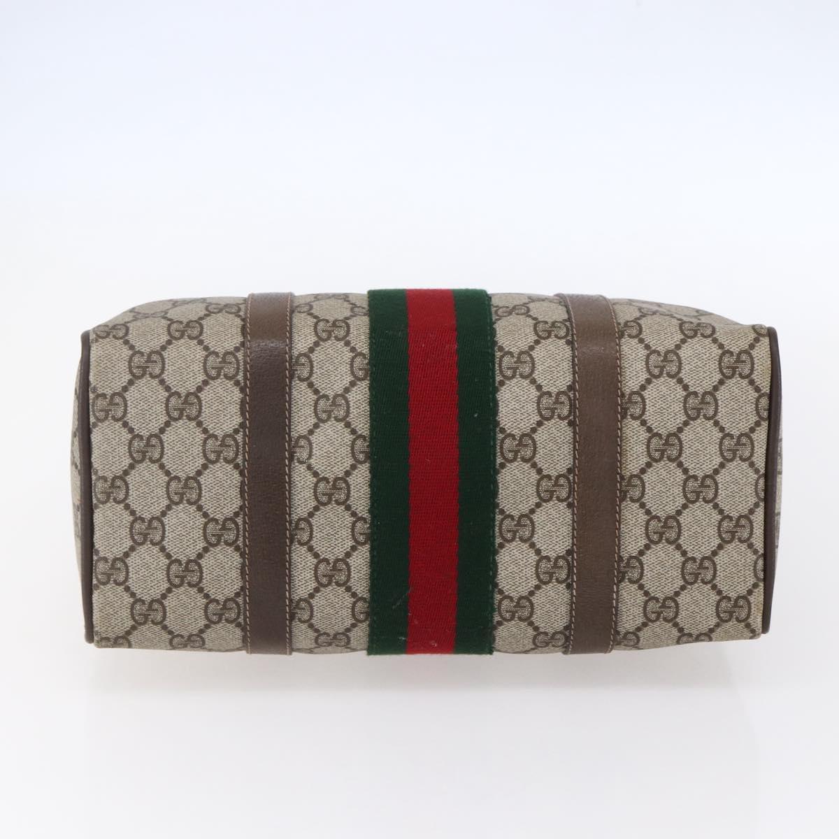 GUCCI GG Supreme Web Sherry Line Boston Bag PVC Beige Gold 39 02 006 Auth BA8449