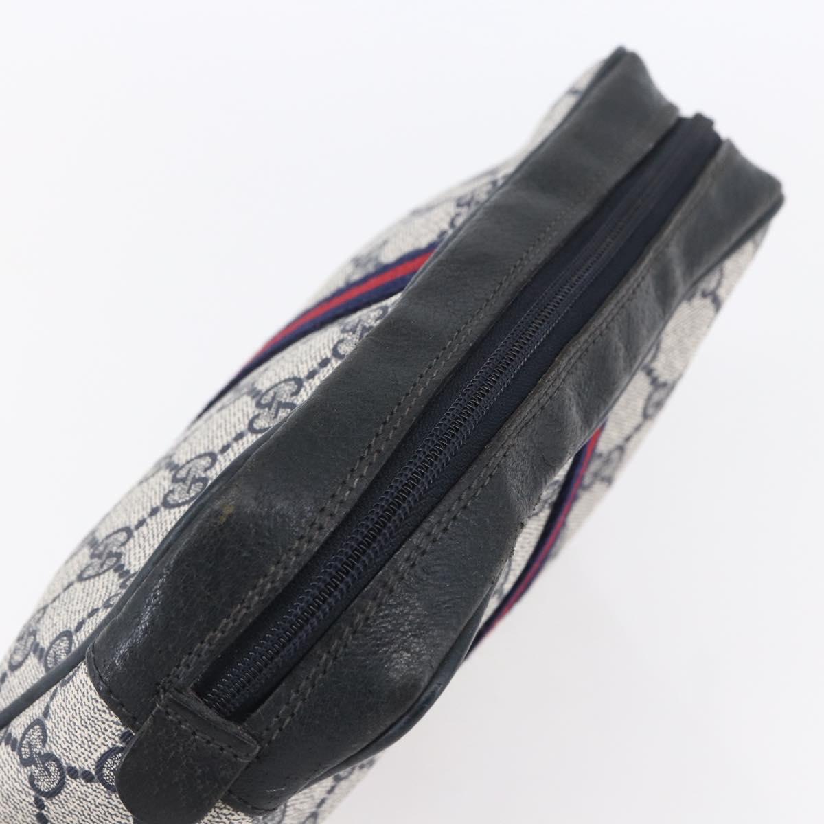 GUCCI GG Canvas Sherry Line Clutch Bag Red Navy 14.014.3553 Auth BA8450