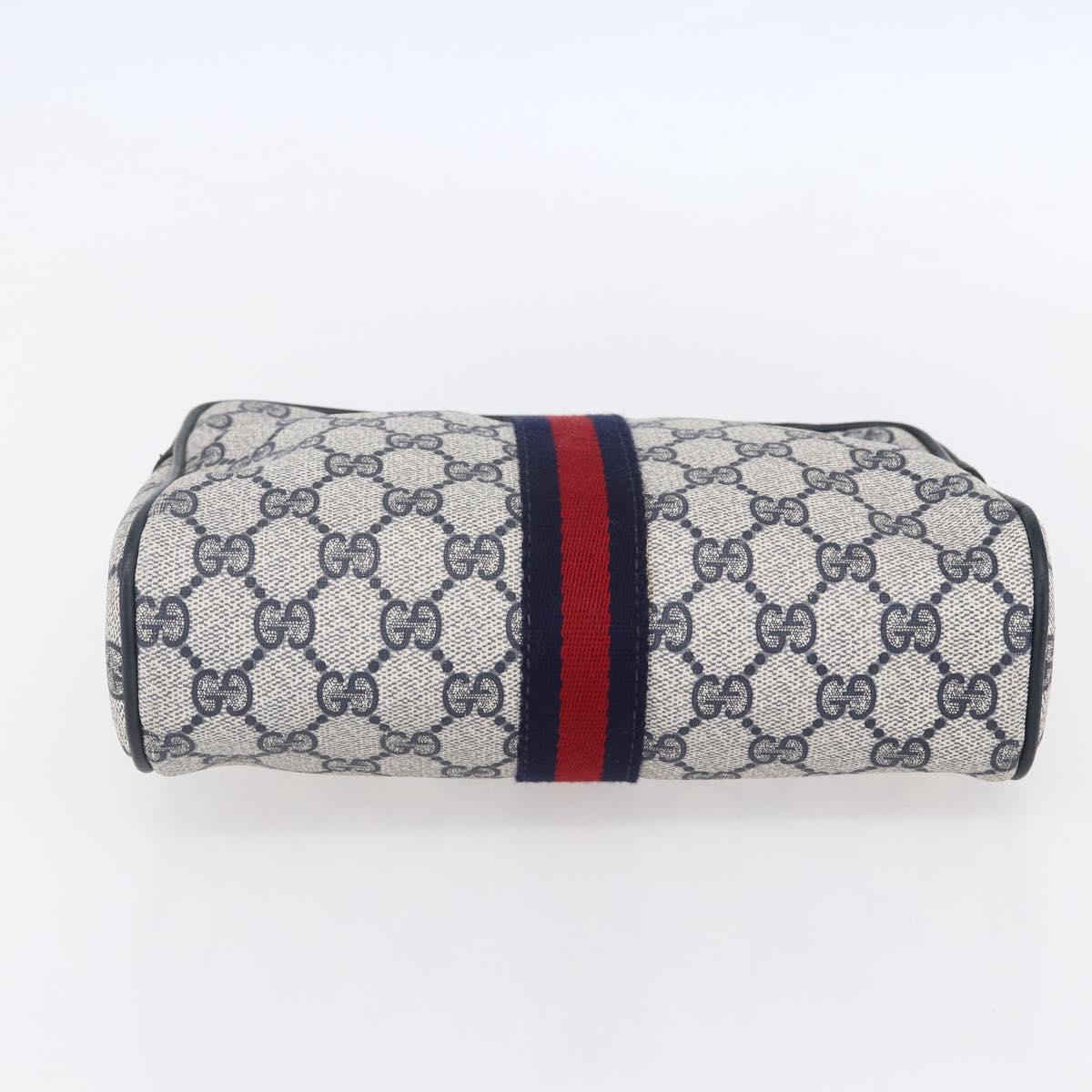 GUCCI GG Canvas Sherry Line Clutch Bag Red Navy 14.014.3553 Auth BA8450