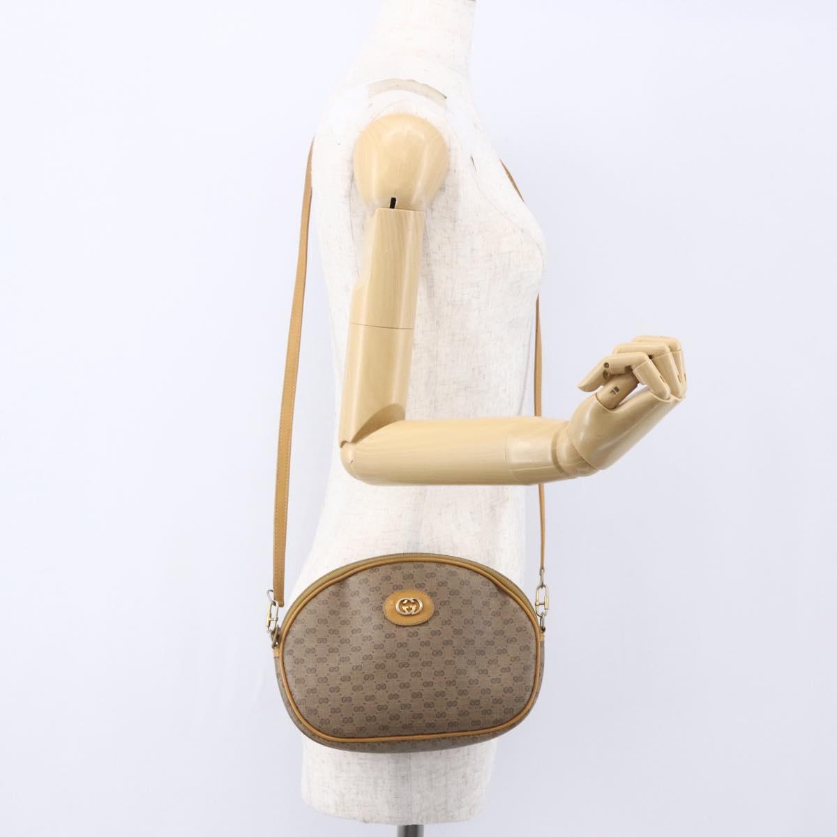 GUCCI Micro GG Supreme Shoulder Bag PVC Beige Gold 007 104 0013 Auth BA8452