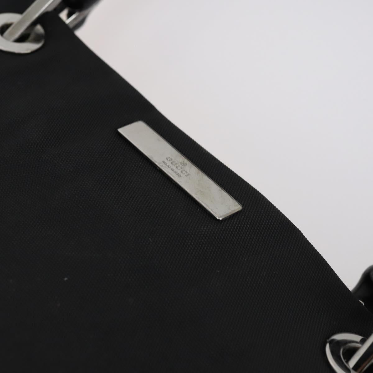 GUCCI GG Canvas Bamboo Tote Bag Nylon 2way Black Silver 002 1016 Auth BA8455