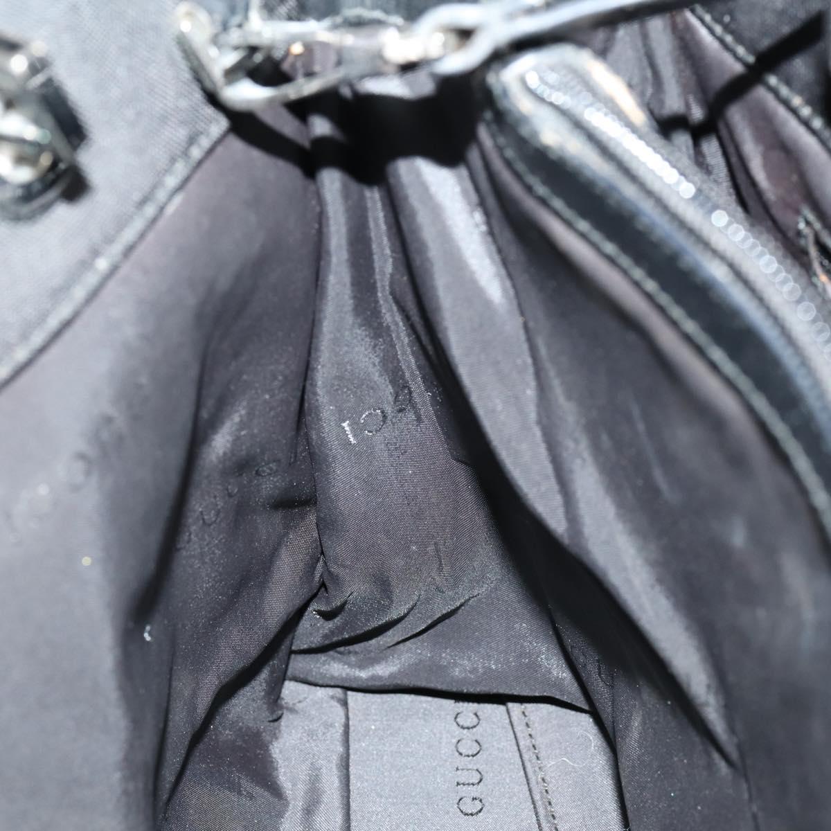 GUCCI GG Canvas Bamboo Tote Bag Nylon 2way Black Silver 002 1016 Auth BA8455