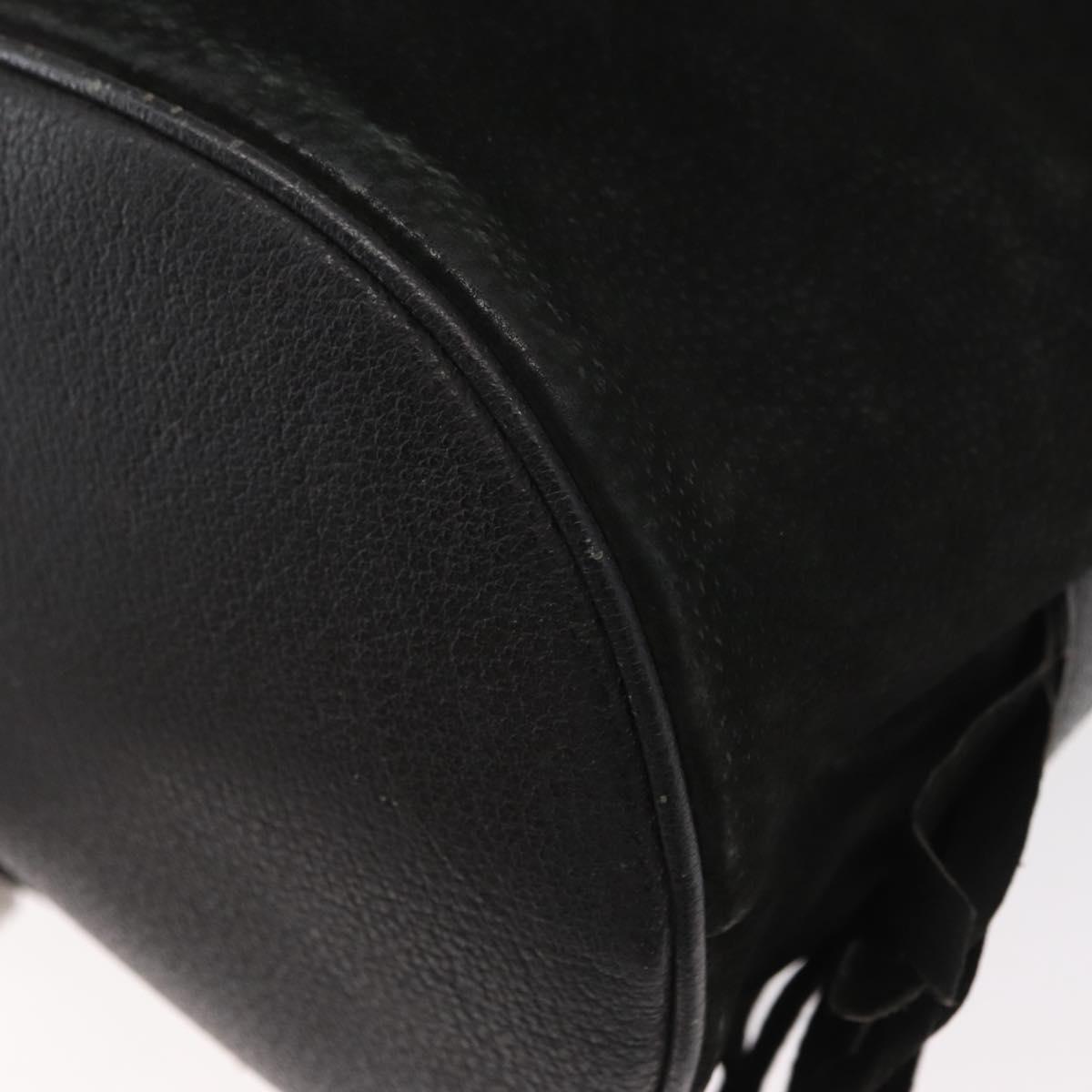 GUCCI Shoulder Bag Suede Leather Black Gold Auth BA8456