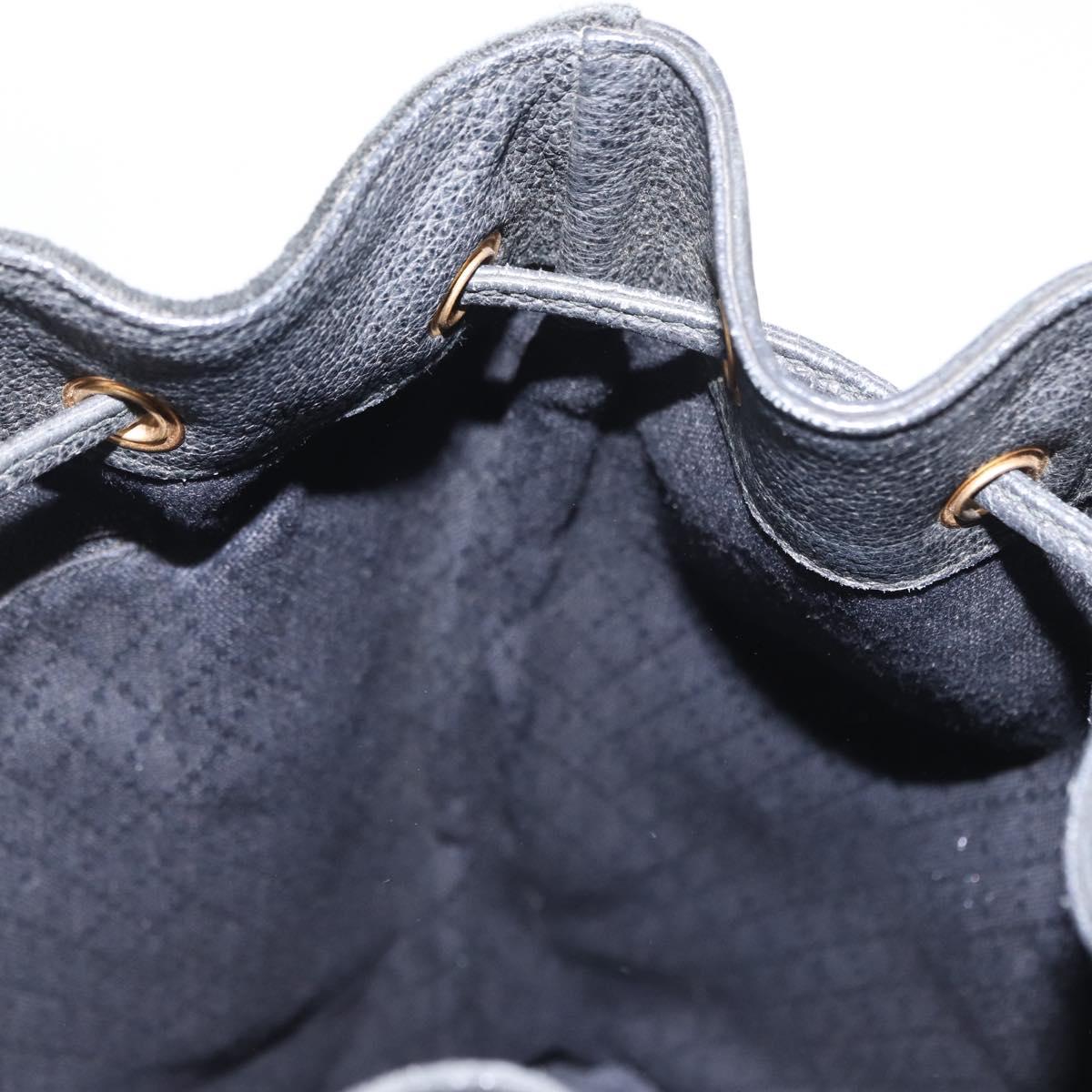 GUCCI Shoulder Bag Suede Leather Black Gold Auth BA8456