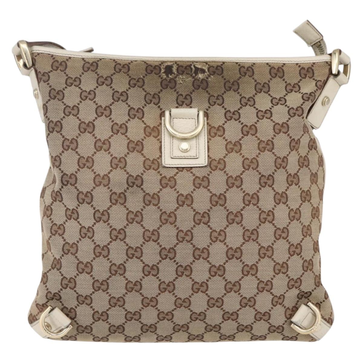 GUCCI GG Canvas Abbey Shoulder Bag Beige Gold 131326 Auth BA8457
