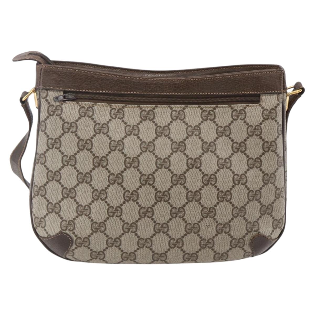 GUCCI GG Supreme Shoulder Bag PVC Beige Gold 32 02 022 Auth BA8458