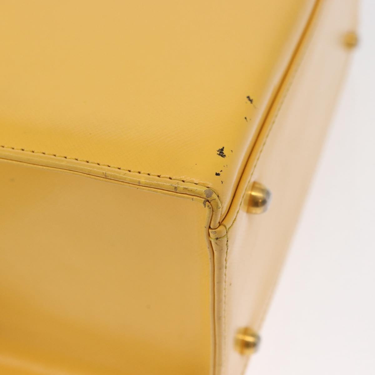 Gianni Versace Sunburst Hand Bag Leather Yellow Gold Auth BA8459