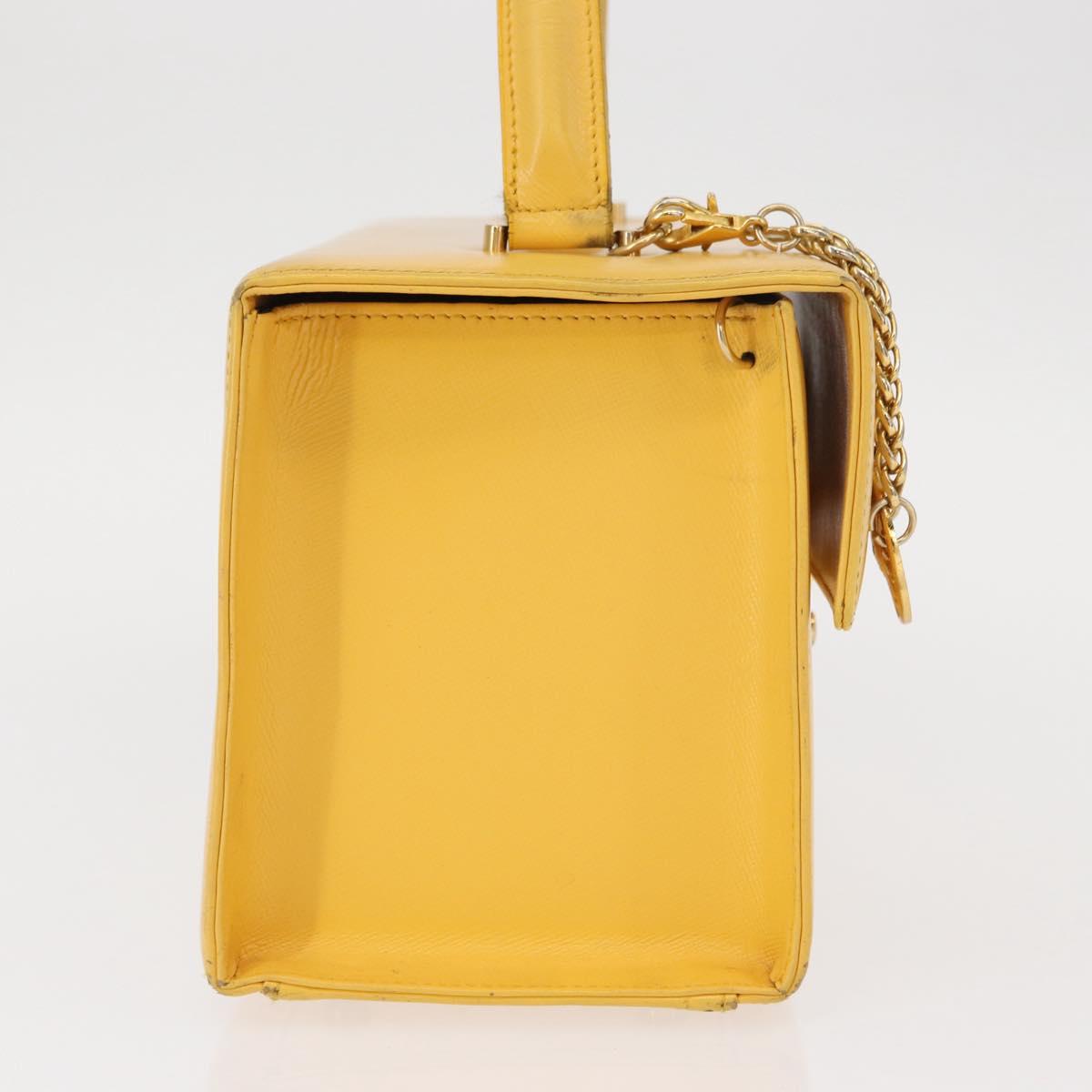 Gianni Versace Sunburst Hand Bag Leather Yellow Gold Auth BA8459