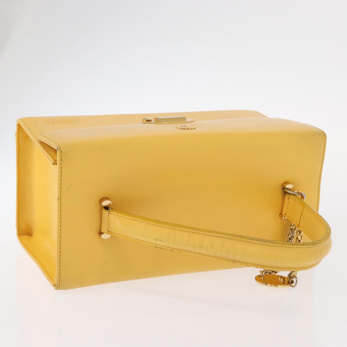 Gianni Versace Sunburst Hand Bag Leather Yellow Gold Auth BA8459