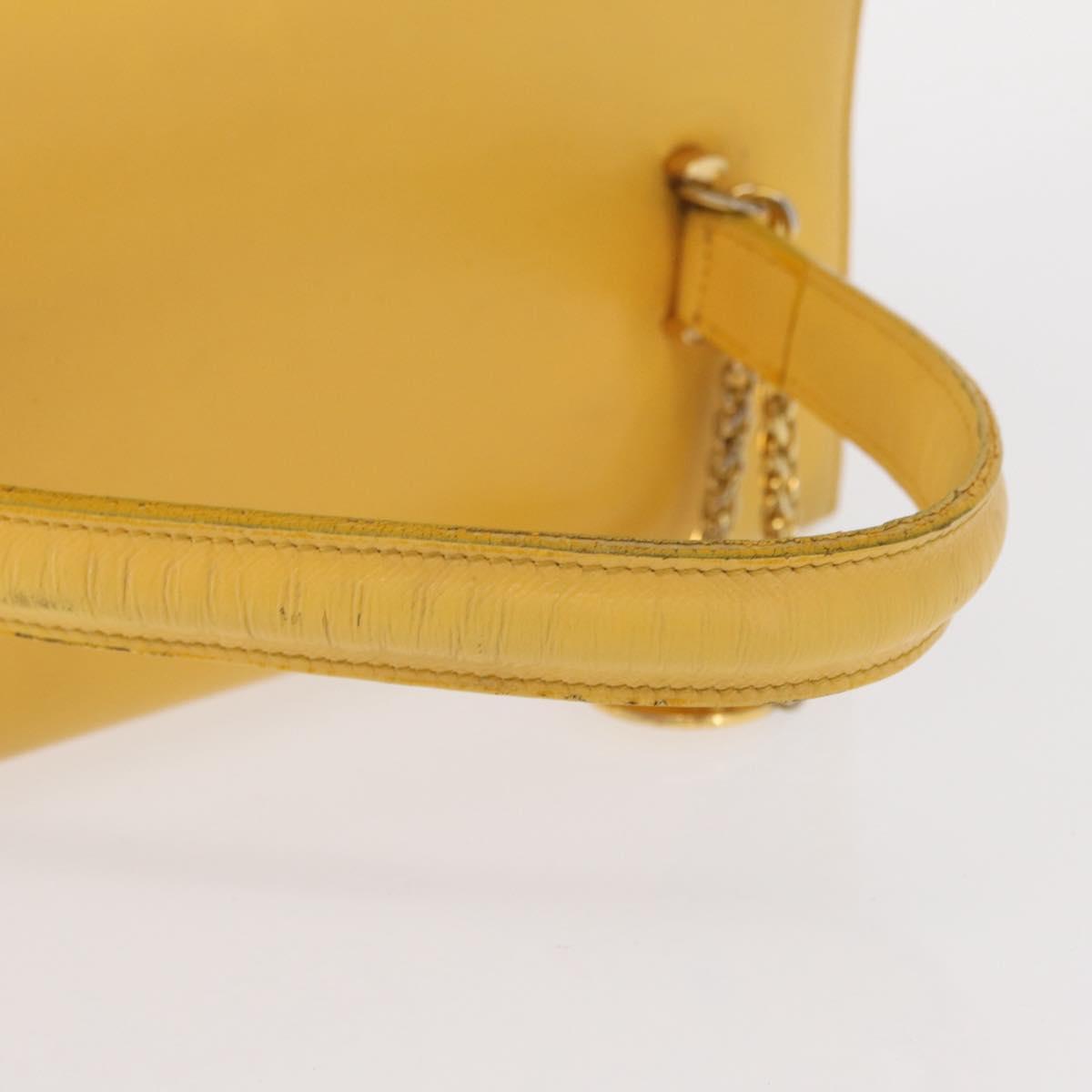 Gianni Versace Sunburst Hand Bag Leather Yellow Gold Auth BA8459
