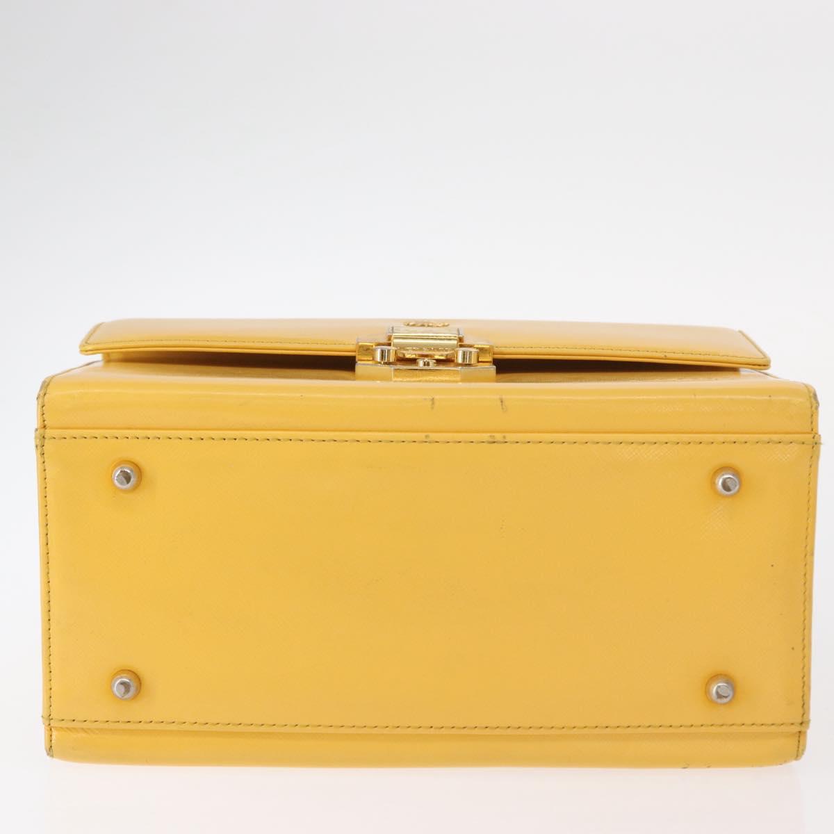 Gianni Versace Sunburst Hand Bag Leather Yellow Gold Auth BA8459