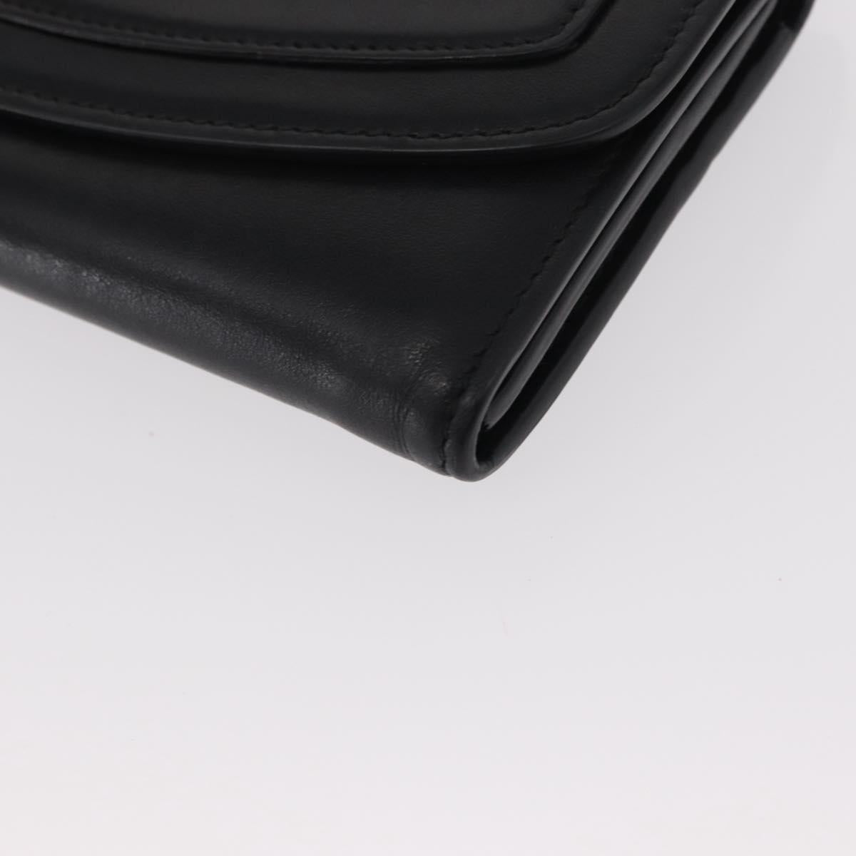 Salvatore Ferragamo Gancini Long Wallet Leather Black Gold Auth BA8462