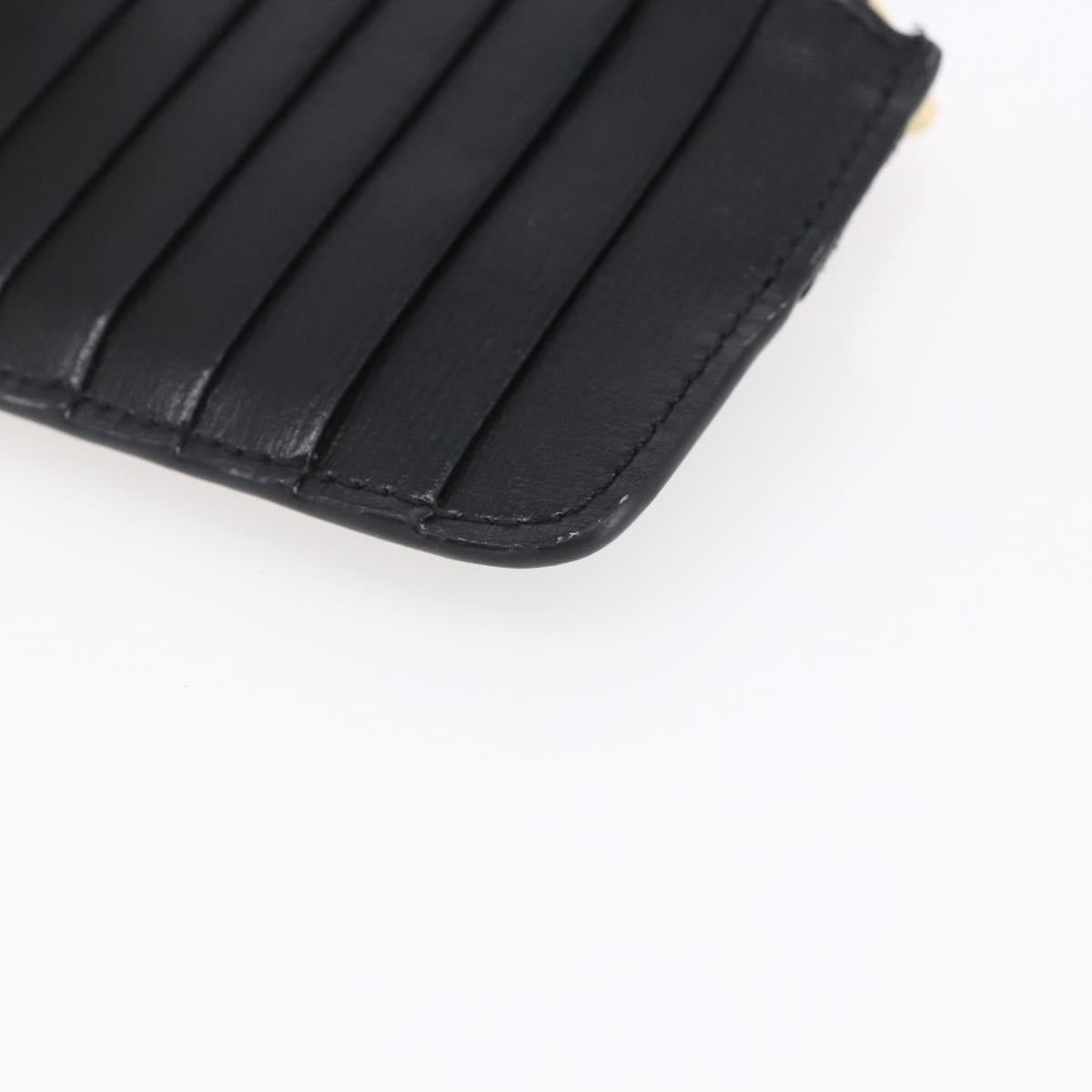 Salvatore Ferragamo Vala Card Case Leather Black Gold Auth BA8463