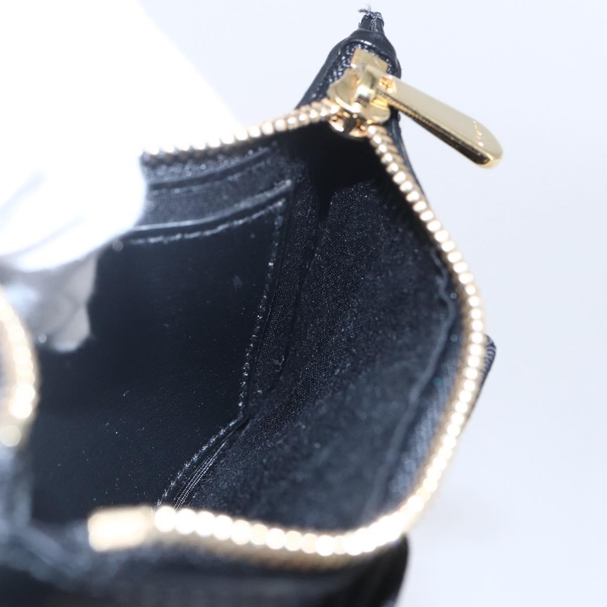 Salvatore Ferragamo Vala Card Case Leather Black Gold Auth BA8463