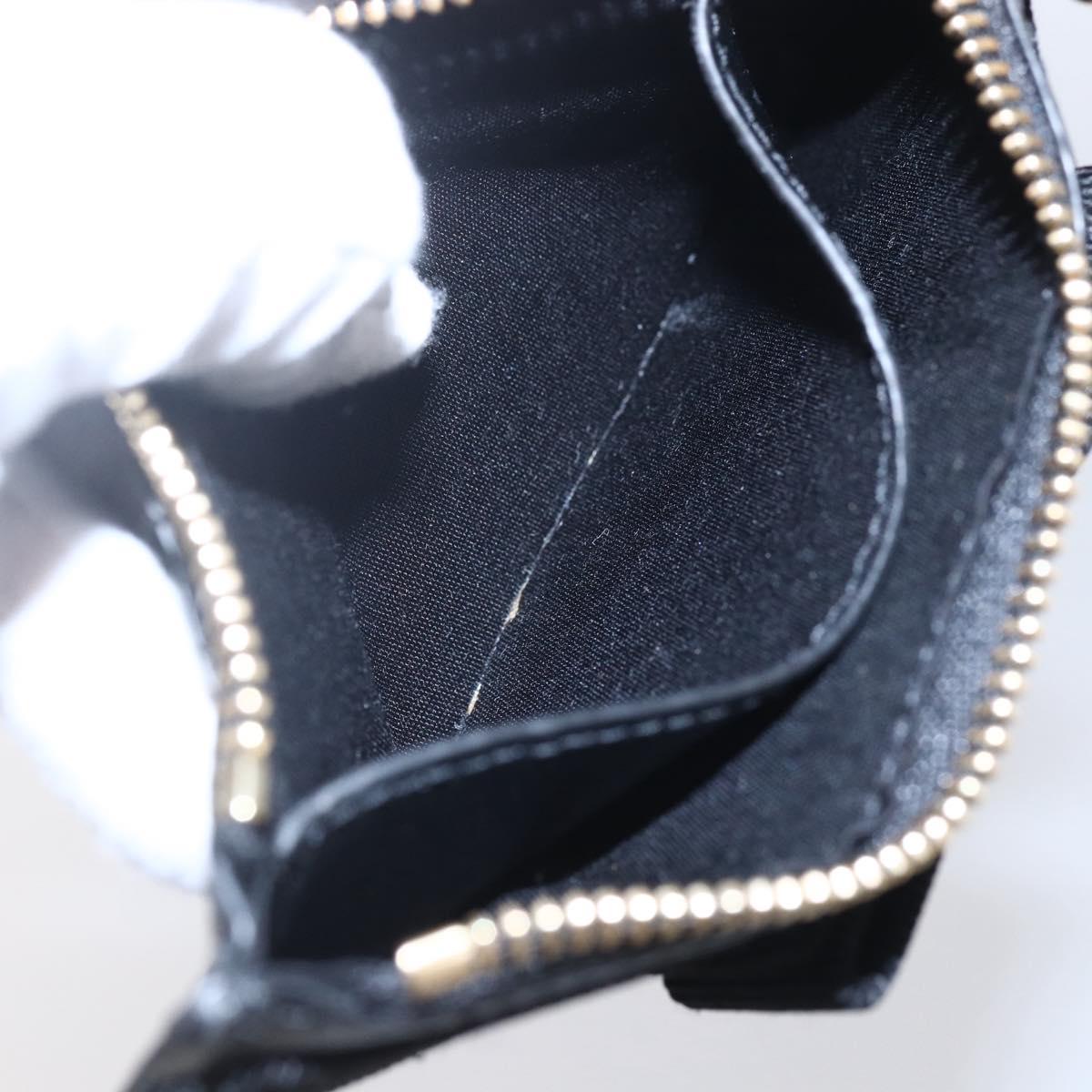 Salvatore Ferragamo Vala Card Case Leather Black Gold Auth BA8463