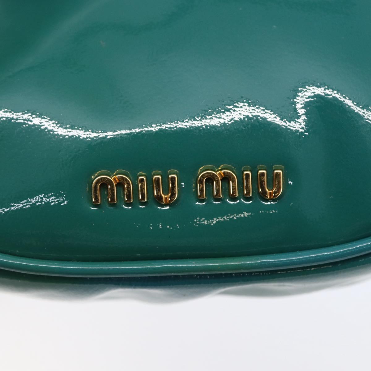 Miu Miu Coin Purse Wallet Enamel Turquoise Blue Gold Auth BA8464