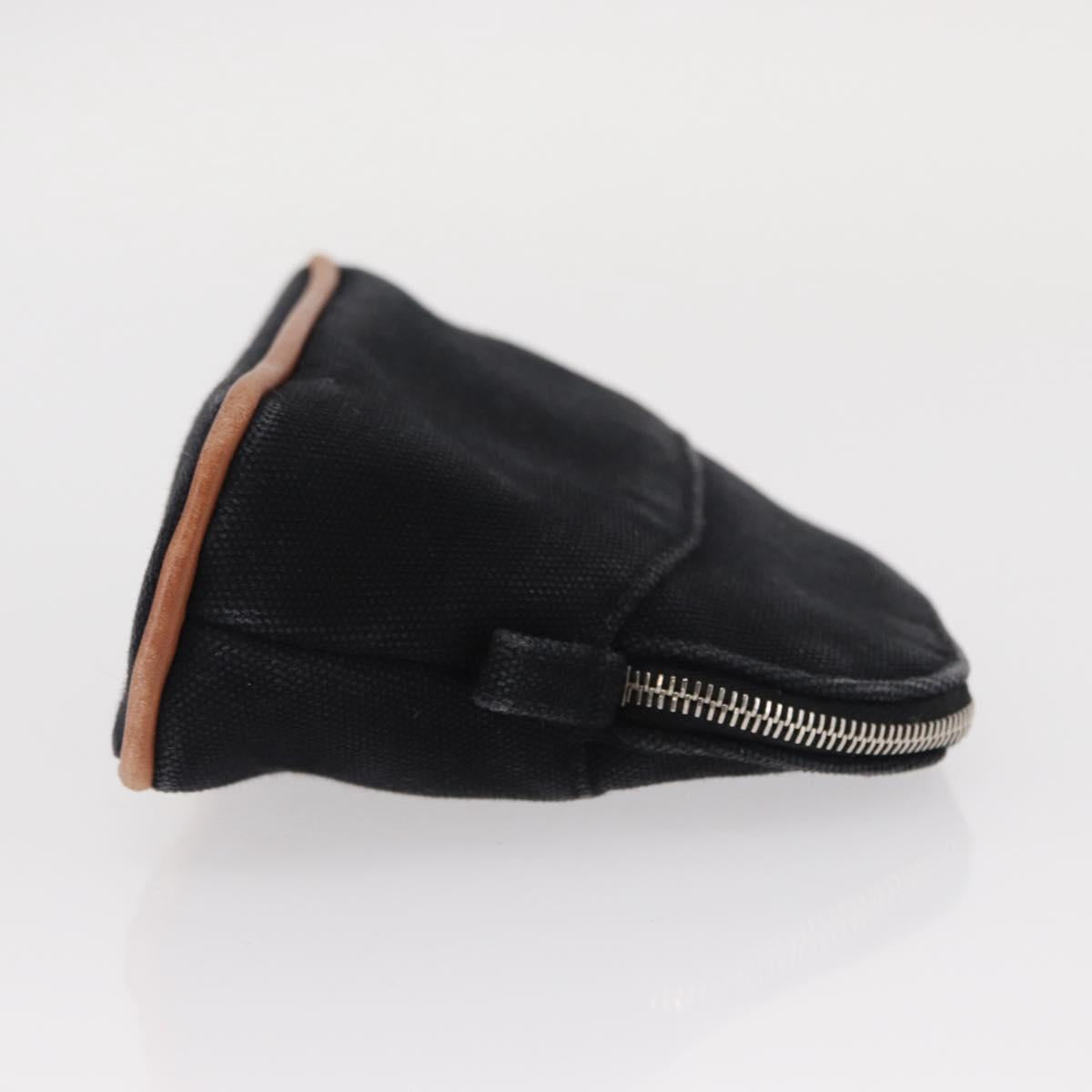HERMES Bolide Pouch Mini Mini Pouch Canvas Black Gold Auth BA8465