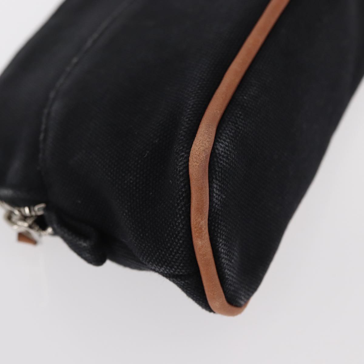 HERMES Bolide Pouch Mini Mini Pouch Canvas Black Gold Auth BA8465