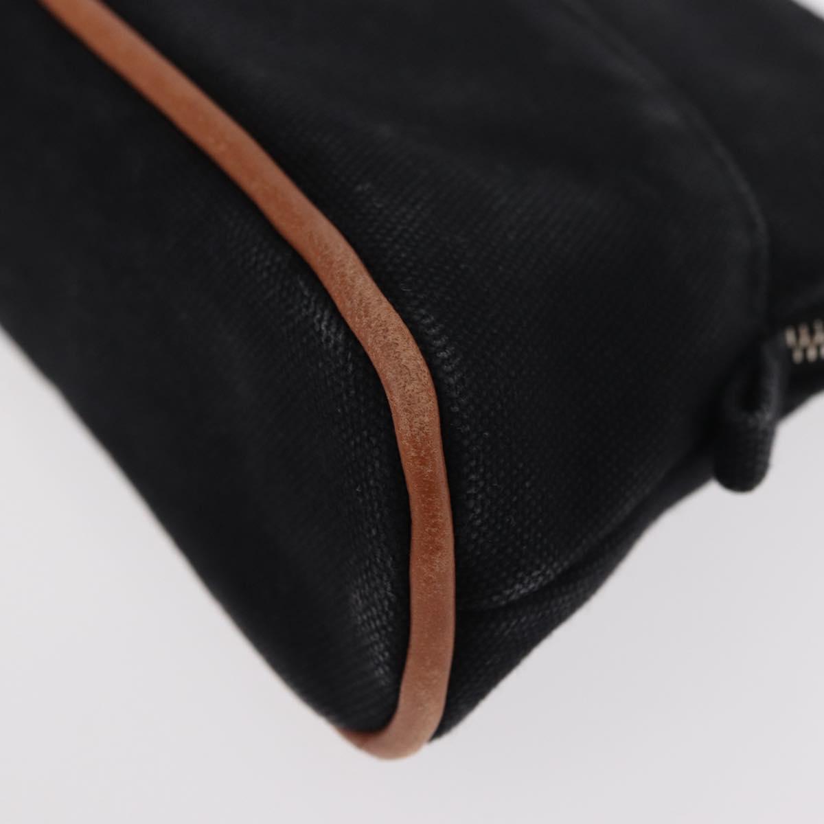 HERMES Bolide Pouch Mini Mini Pouch Canvas Black Gold Auth BA8465