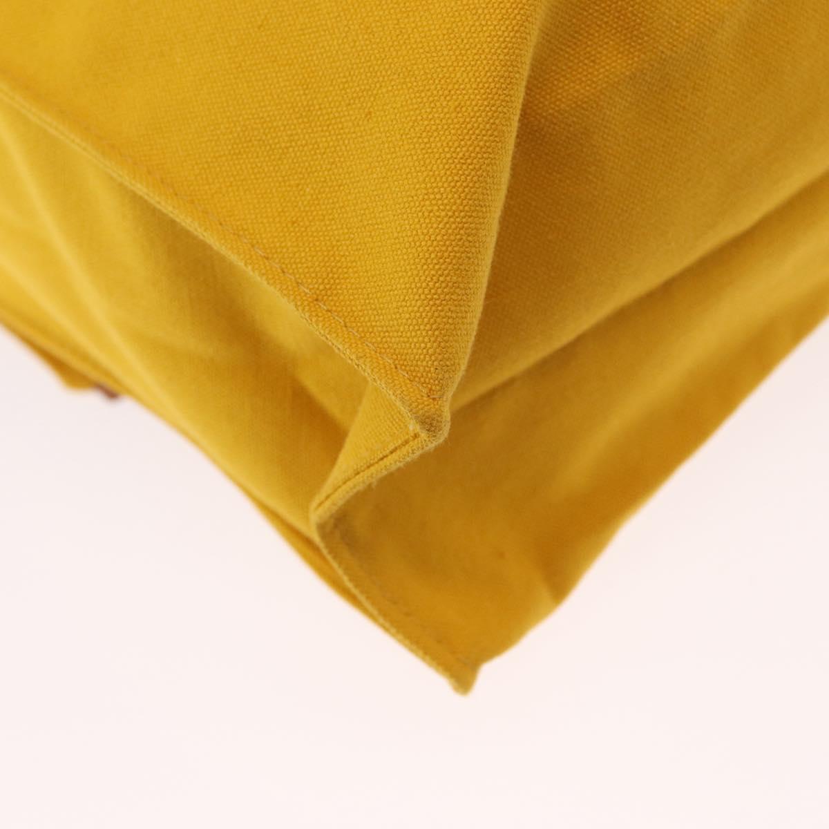 HERMES Clutch Bag Canvas Yellow Auth BA8466