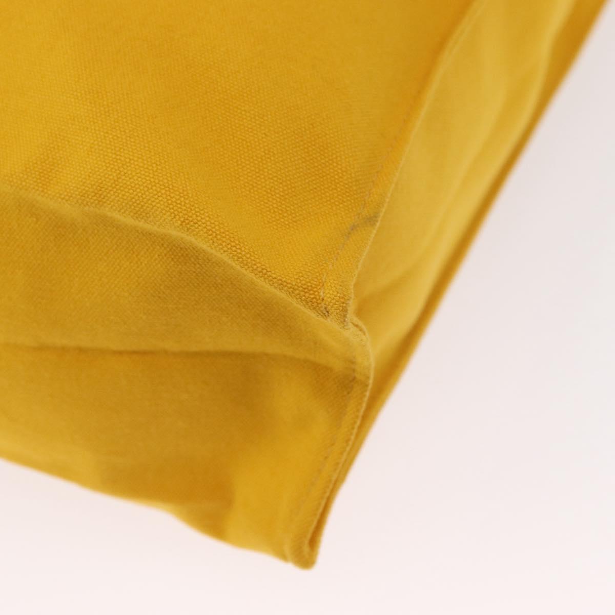 HERMES Clutch Bag Canvas Yellow Auth BA8466