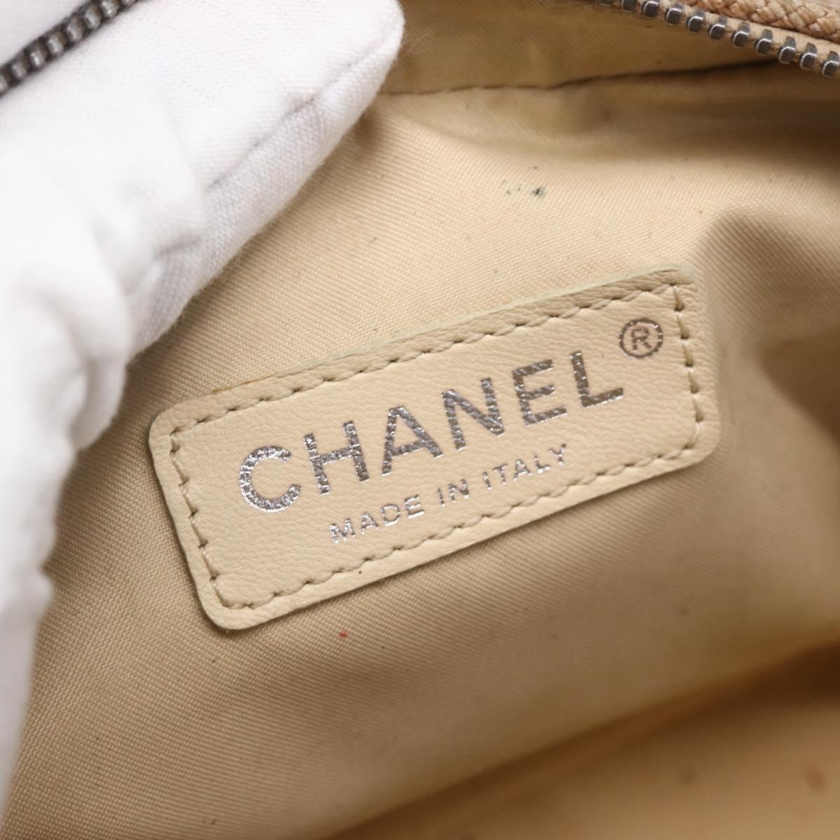 CHANEL Paris Biarritz Pouch Leather Gold CC Auth BA8468