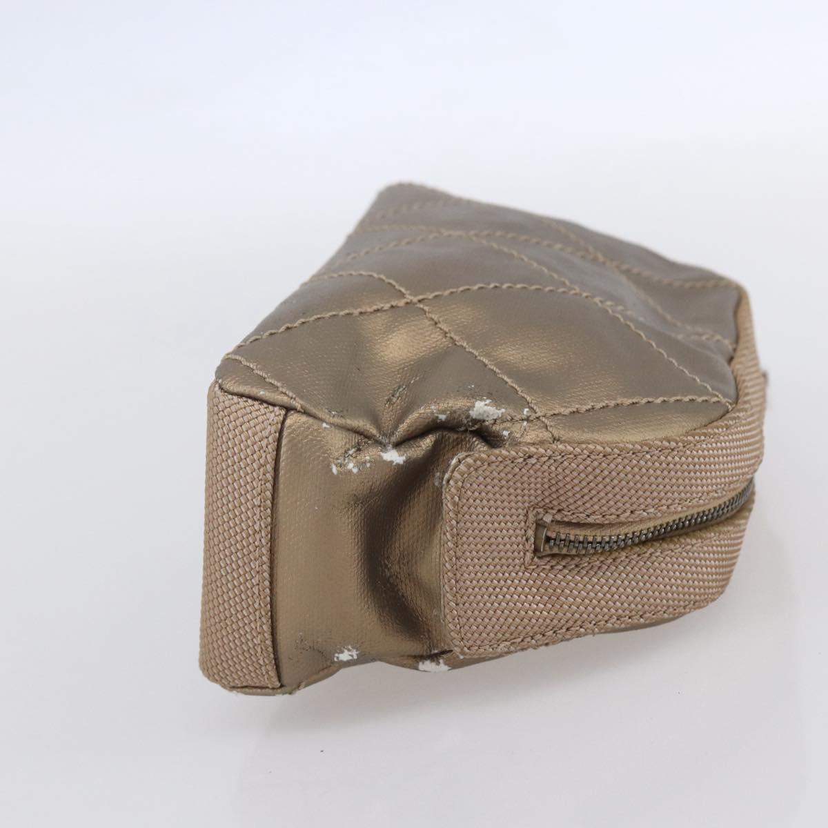 CHANEL Paris Biarritz Pouch Leather Gold CC Auth BA8468