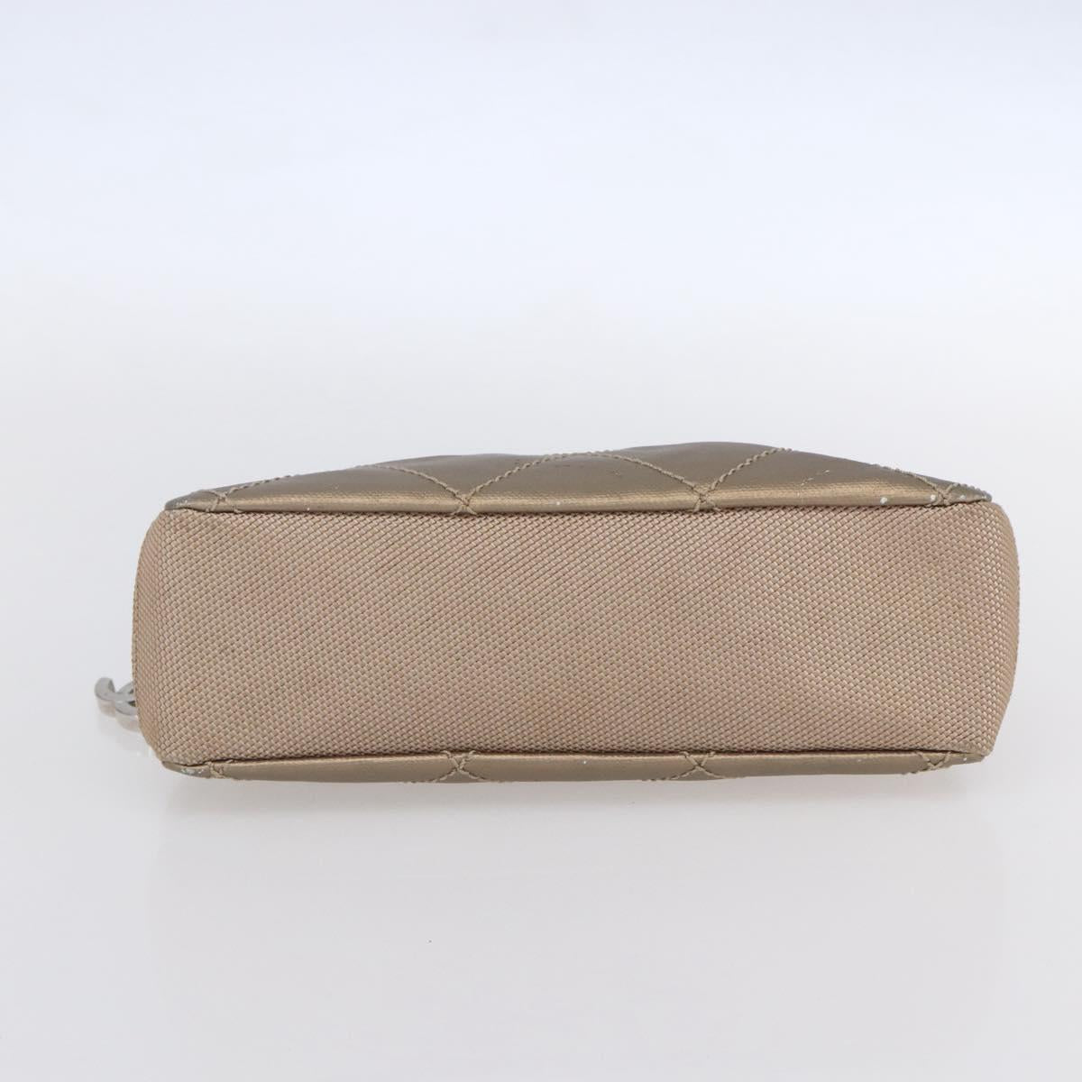 CHANEL Paris Biarritz Pouch Leather Gold CC Auth BA8468