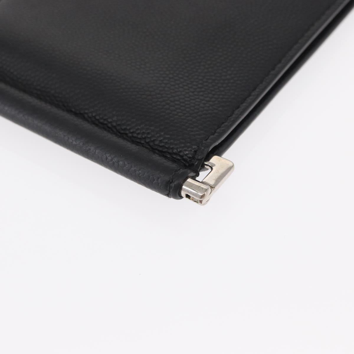 SAINT LAURENT Bill Clip Wallet Leather Black Silver Auth BA8469