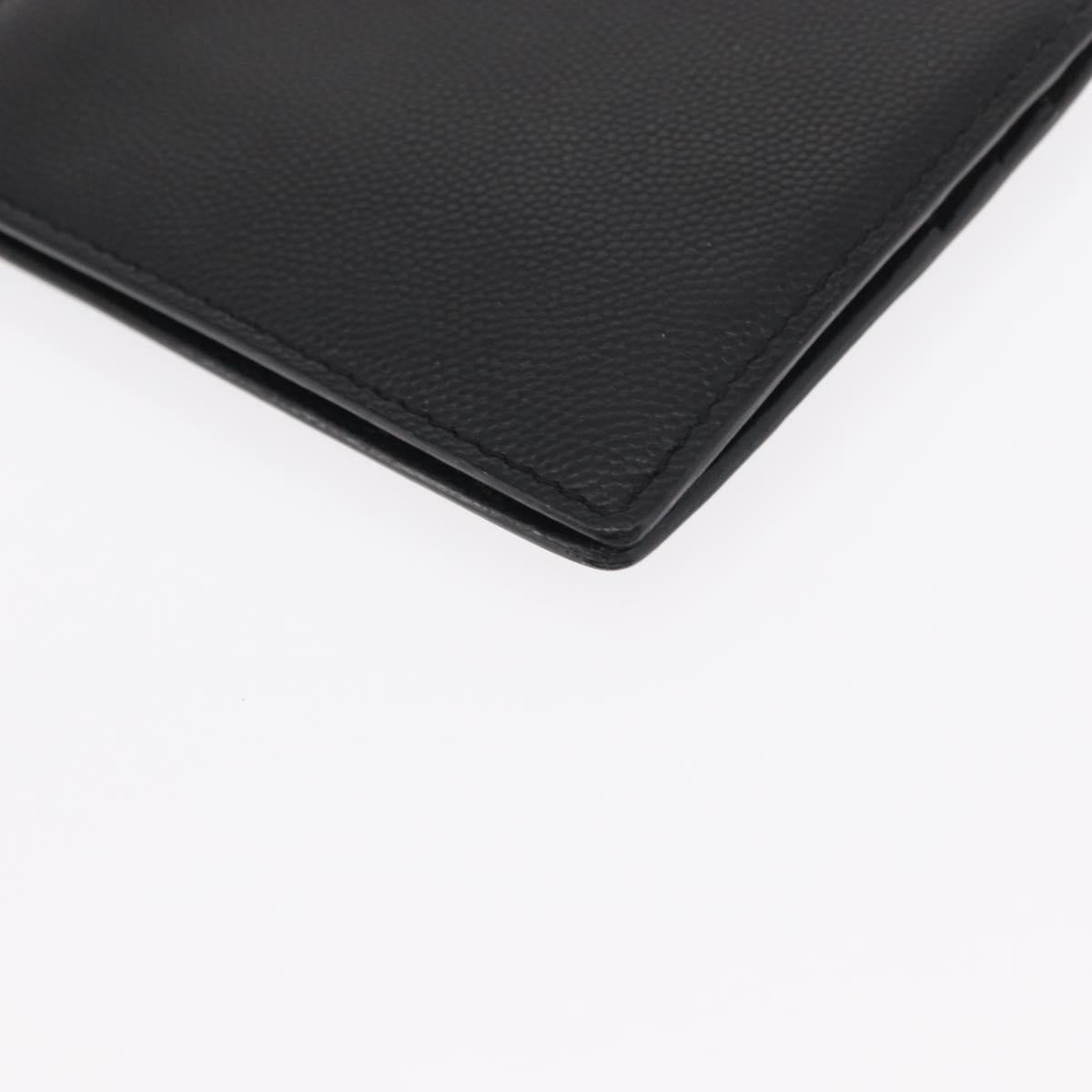 SAINT LAURENT Bill Clip Wallet Leather Black Silver Auth BA8469