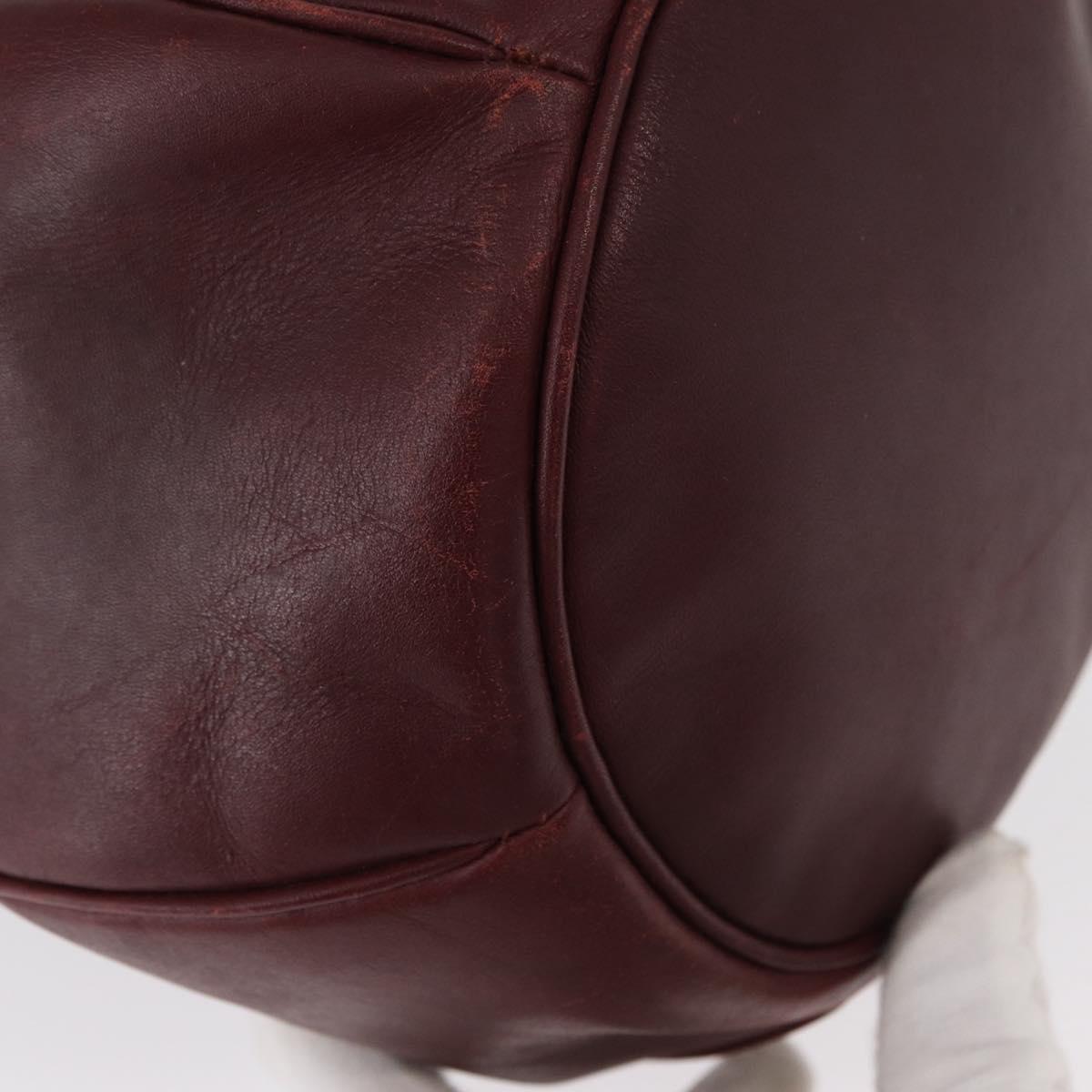 CARTIER Must Line Shoulder Bag Leather Bordeaux Gold Auth BA8472