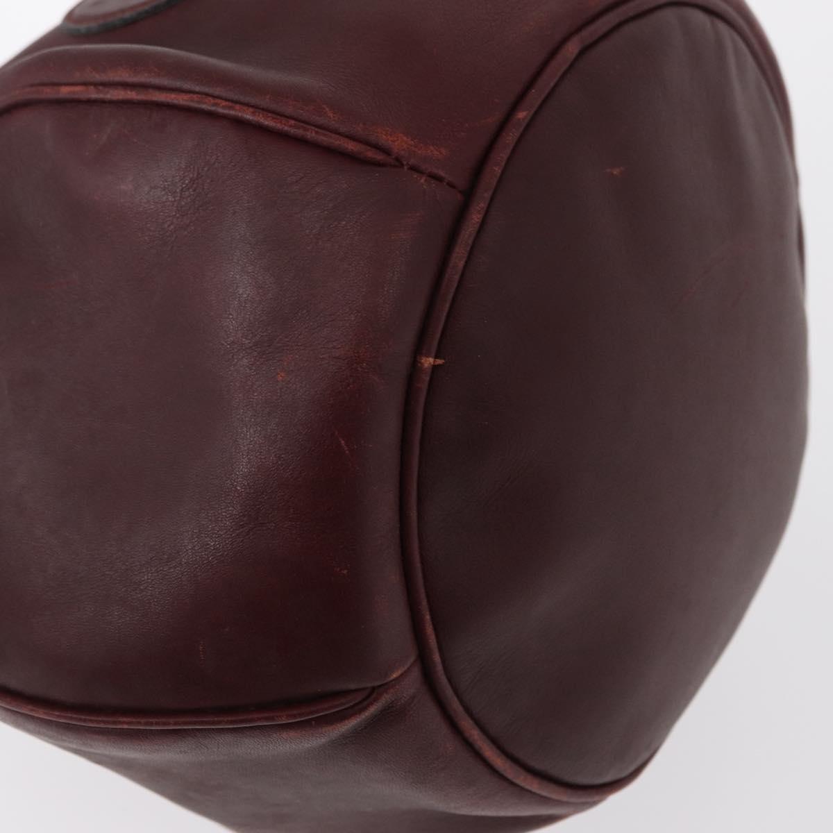 CARTIER Must Line Shoulder Bag Leather Bordeaux Gold Auth BA8472