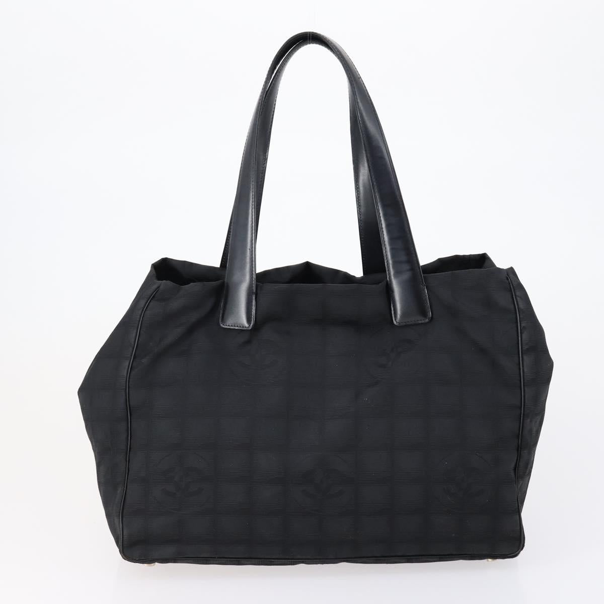 CHANEL New Travel Line Tote Bag Nylon 2 Set Black CC Auth BA8474