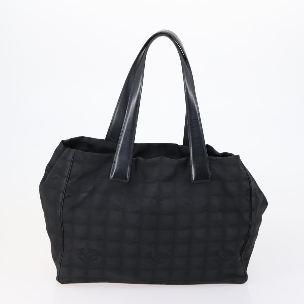 CHANEL New Travel Line Tote Bag Nylon 2 Set Black CC Auth BA8474
