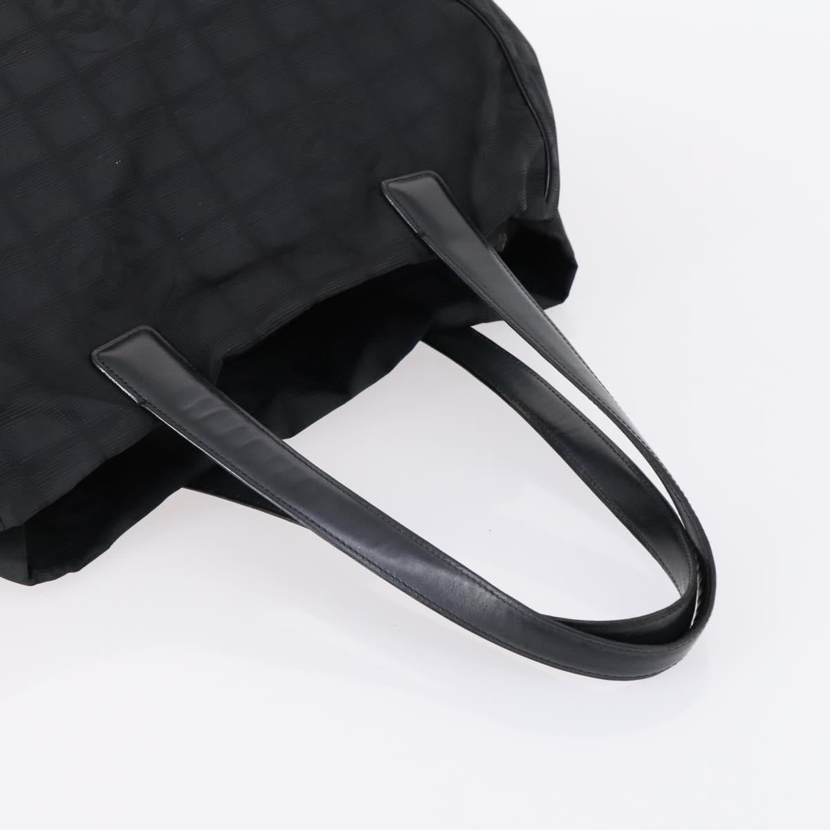 CHANEL New Travel Line Tote Bag Nylon 2 Set Black CC Auth BA8474