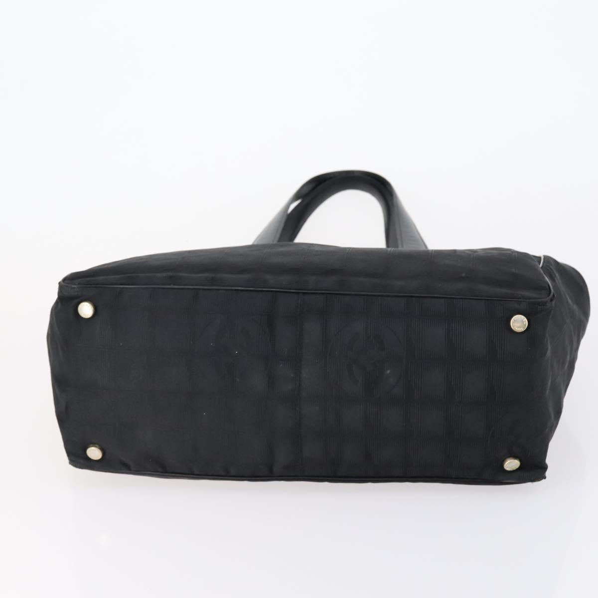 CHANEL New Travel Line Tote Bag Nylon 2 Set Black CC Auth BA8474