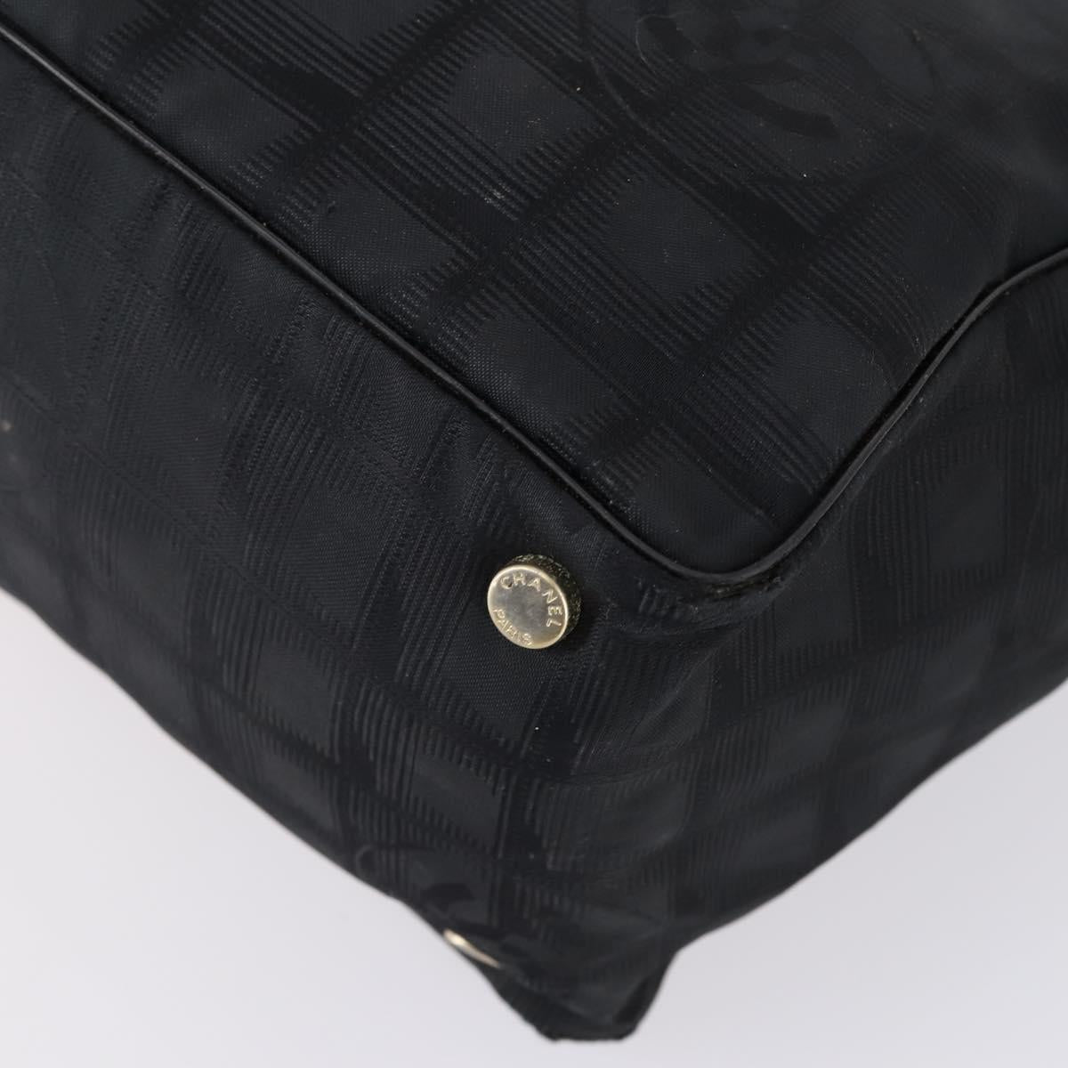 CHANEL New Travel Line Tote Bag Nylon 2 Set Black CC Auth BA8474