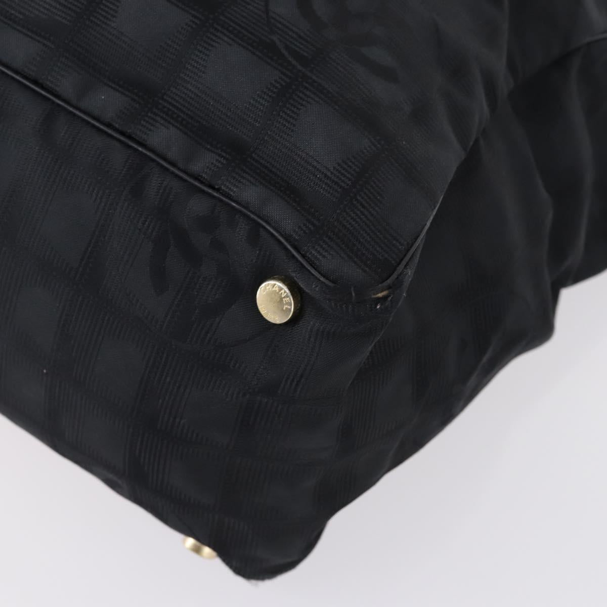 CHANEL New Travel Line Tote Bag Nylon 2 Set Black CC Auth BA8474